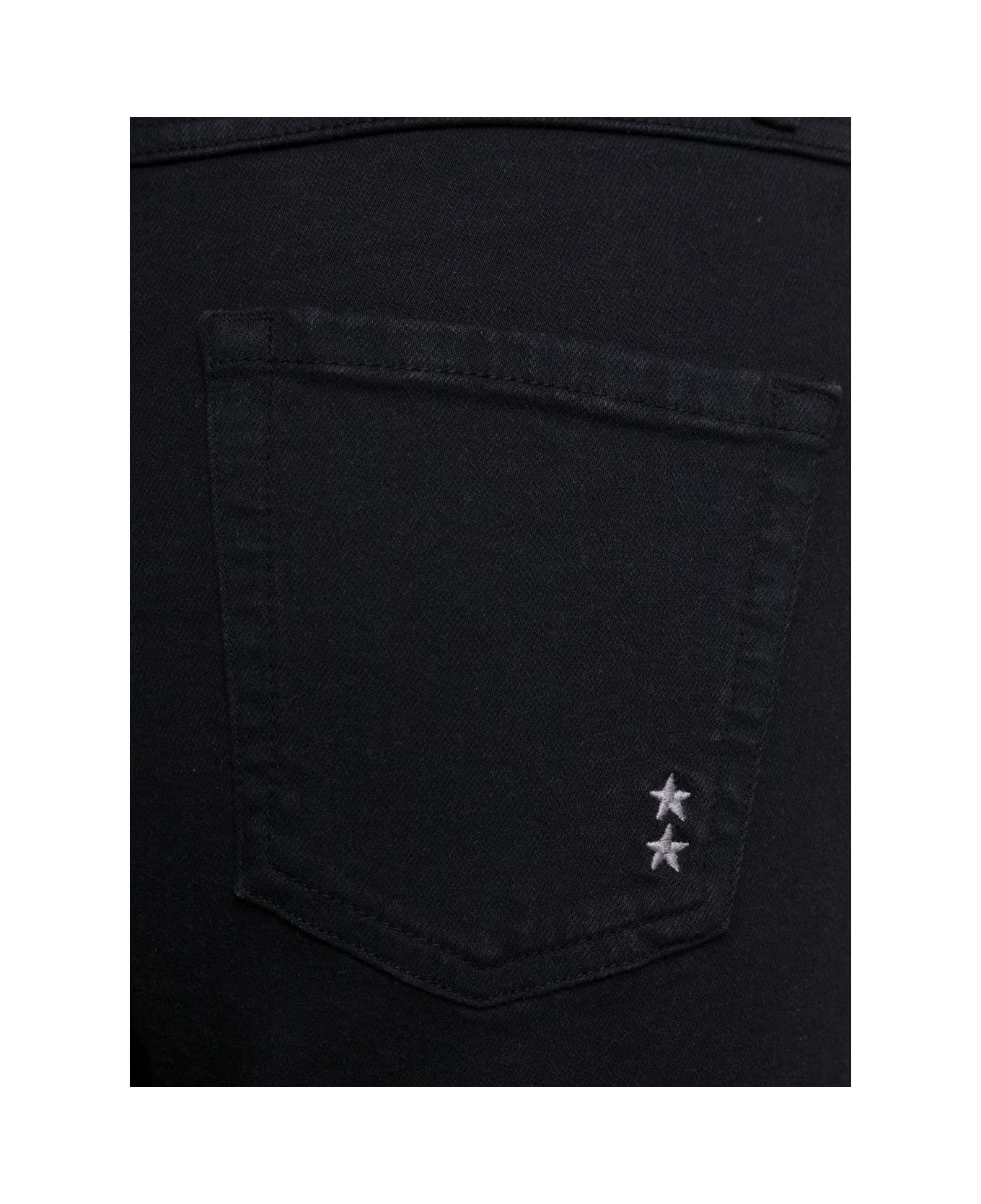 Icon Denim 'natie' Black Flared Jeans With Embroidered Detail In Cotton Blend Denim Woman - Black
