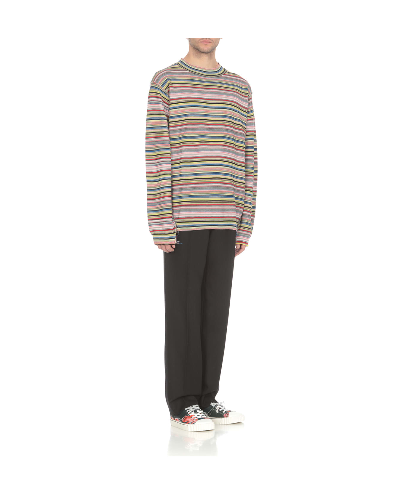 Maison Margiela Striped Knitted Long-sleeved T-shirt - MultiColour
