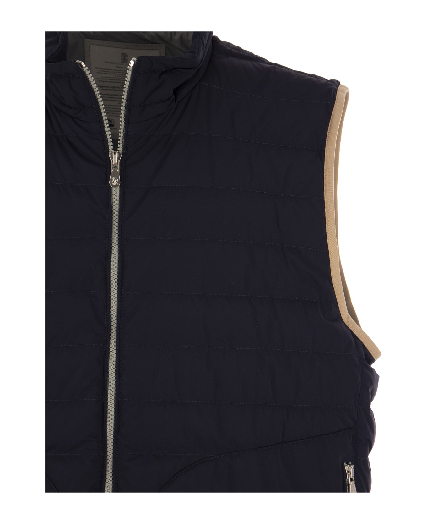 Brunello Cucinelli Lightweight Sleeveless Down Jacket In Membraned Nylon - Blue