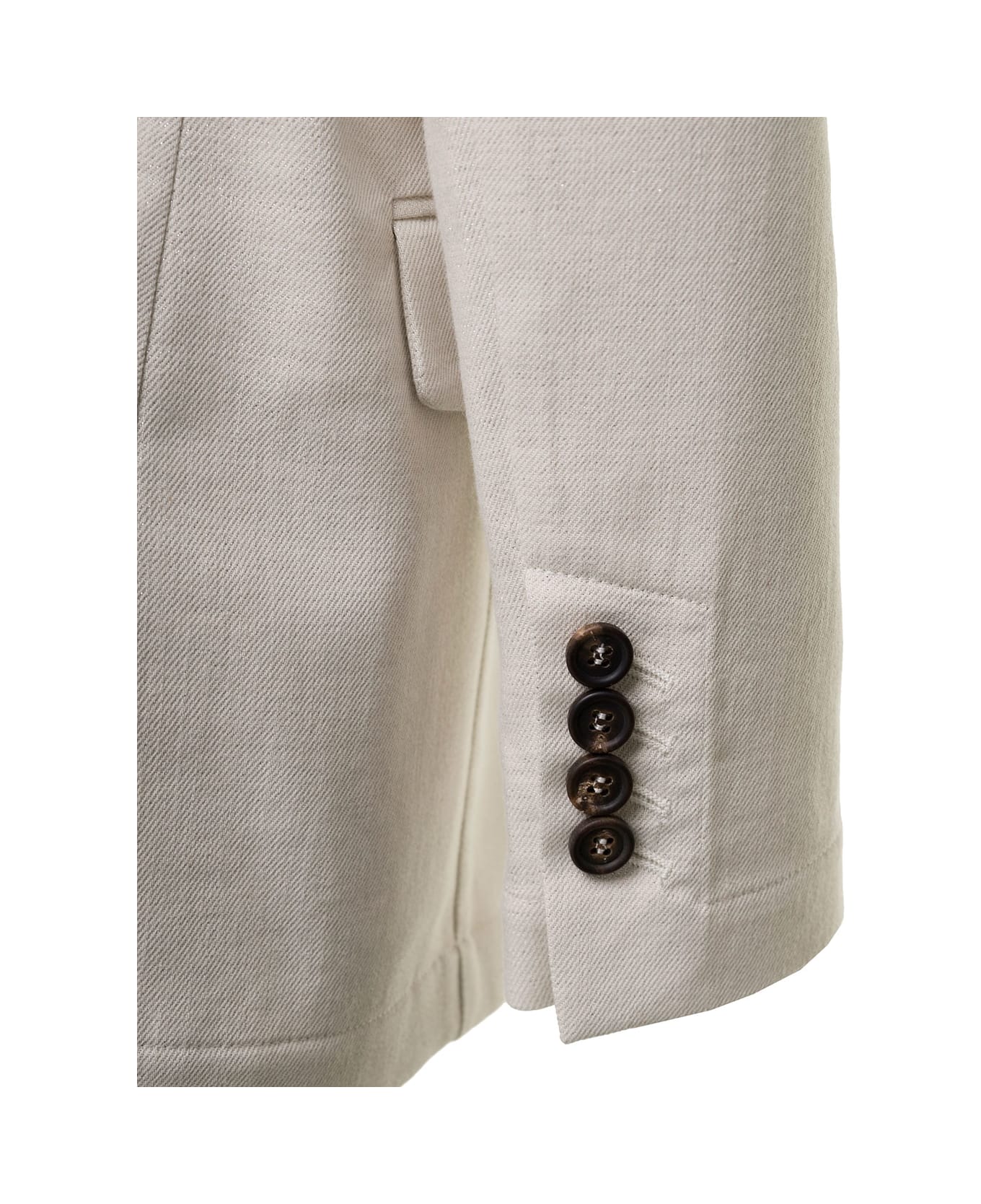 Brunello Cucinelli White Double-breasted Jacket With Bandana In Cotton And Viscose Blend Woman