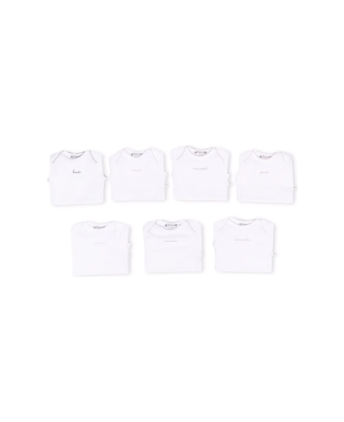 Bonpoint 7 White Bodies Pack With Embroidery - White