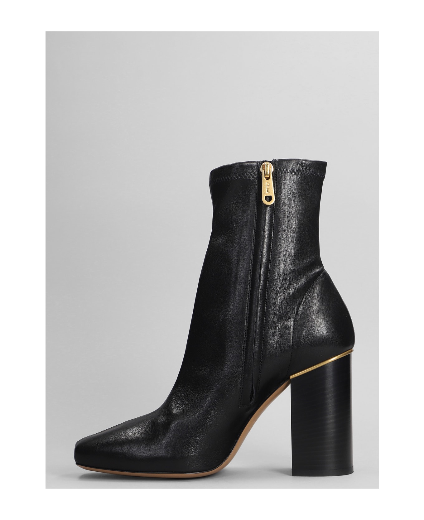 Chloé Ambre High Heels Ankle Boots In Black Leather - black