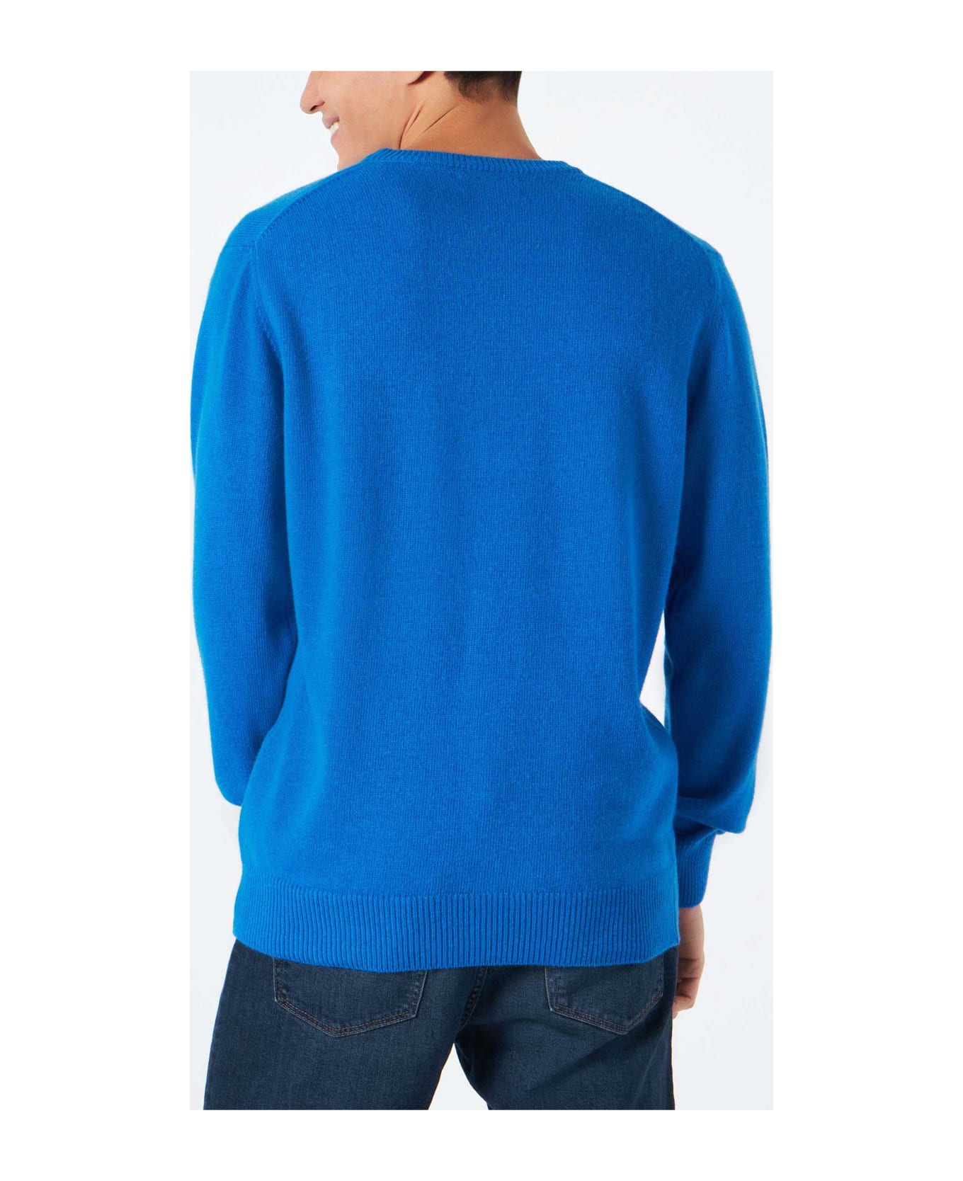 MC2 Saint Barth Man Sweater With Roma Padel Club Jacquard Print - BLUE フリース