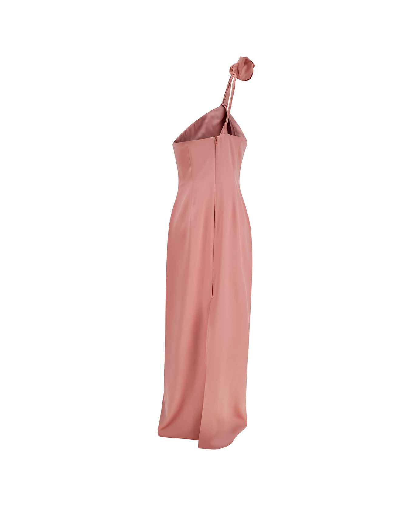 Magda Butrym Long Pink Dress With 3d Flower Company In Silk Woman - Pink