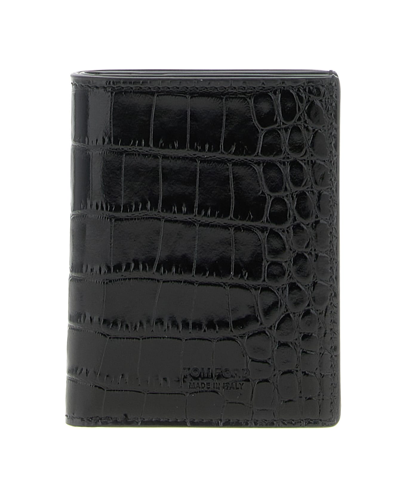 Tom Ford Cardholder Stmpa Crocodile - Black  