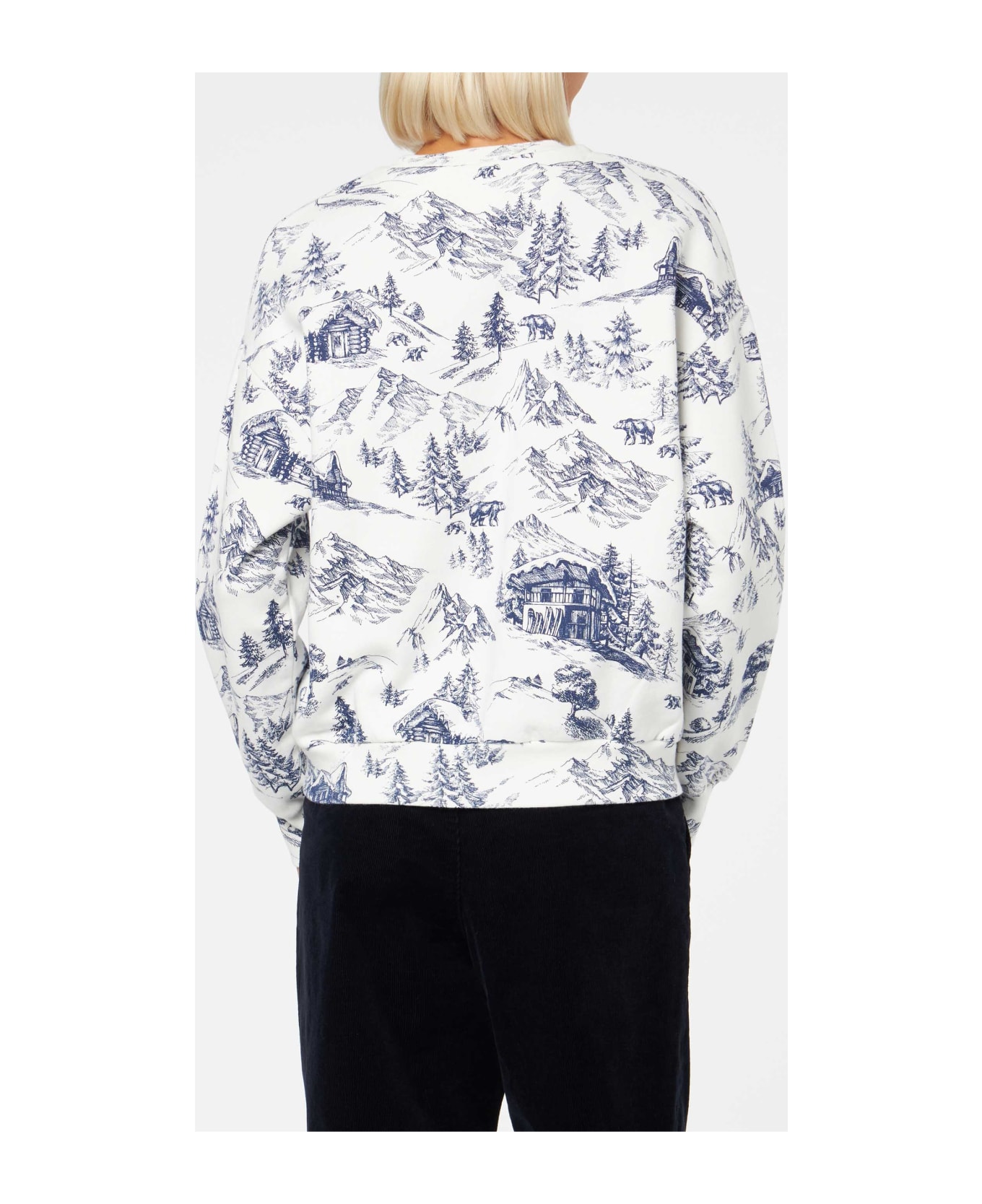MC2 Saint Barth Woman Fleece Sweatshirt With Toile De Jouy Print - WHITE