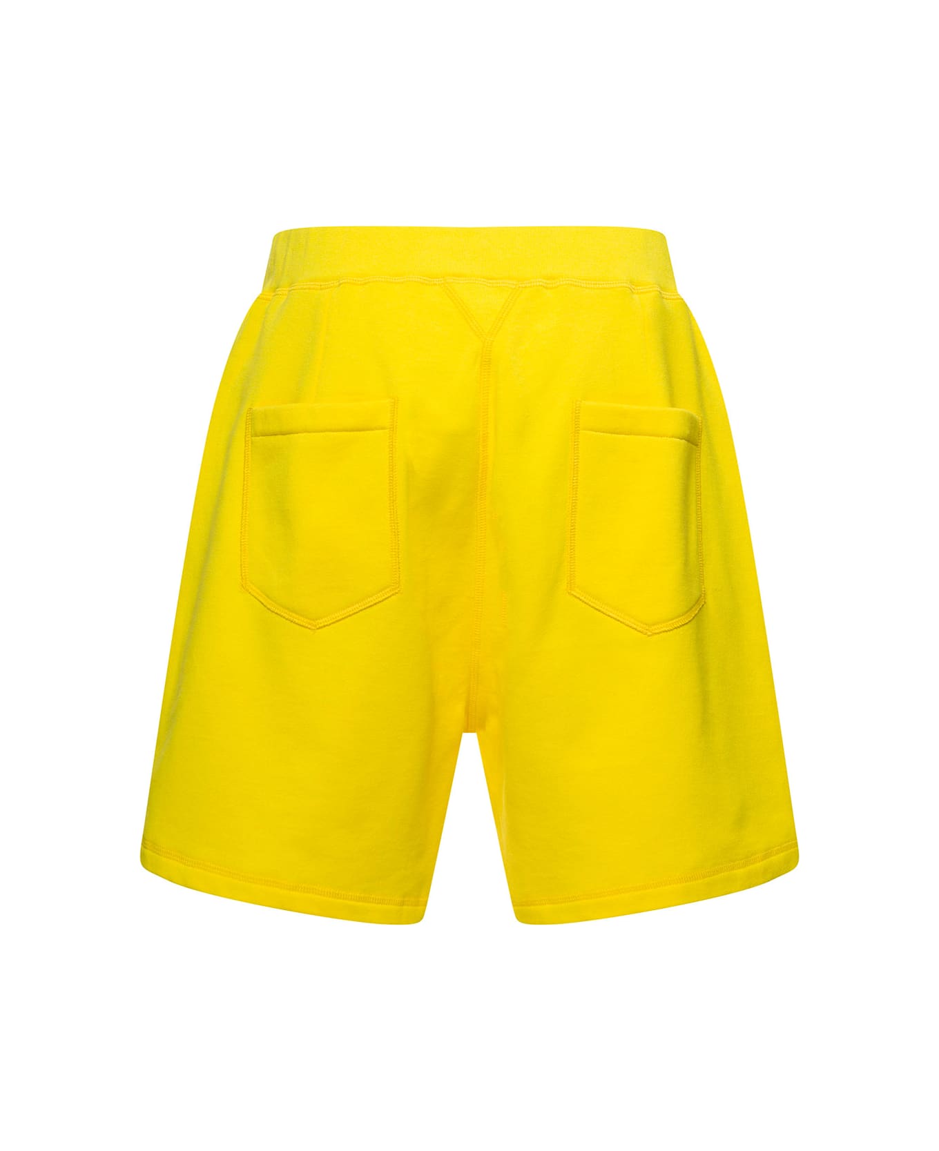 Dsquared2 Yellow Shorts With Contrasting Logo Print In Cotton Man - Yellow