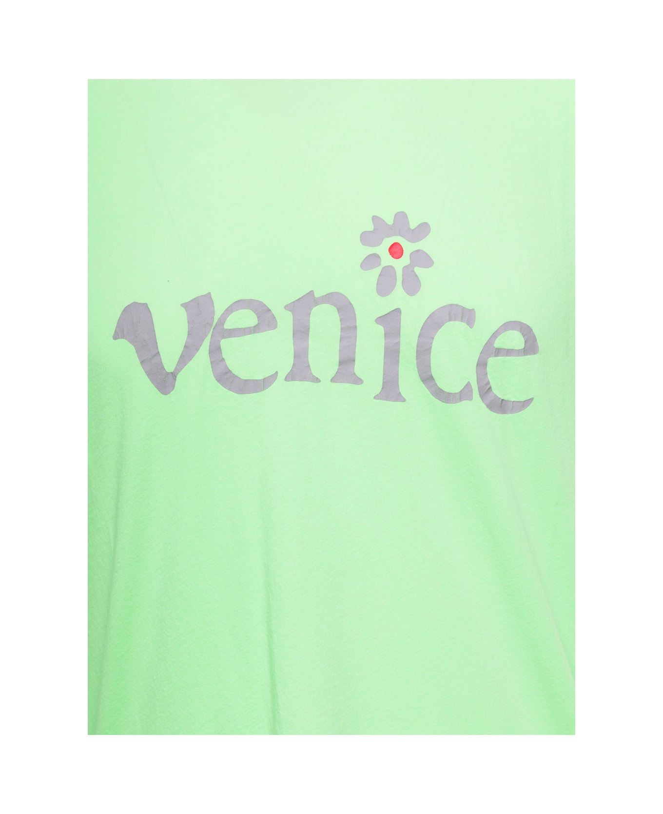 ERL Green Crewneck T-shirt With Venice Print In Cotton - Green