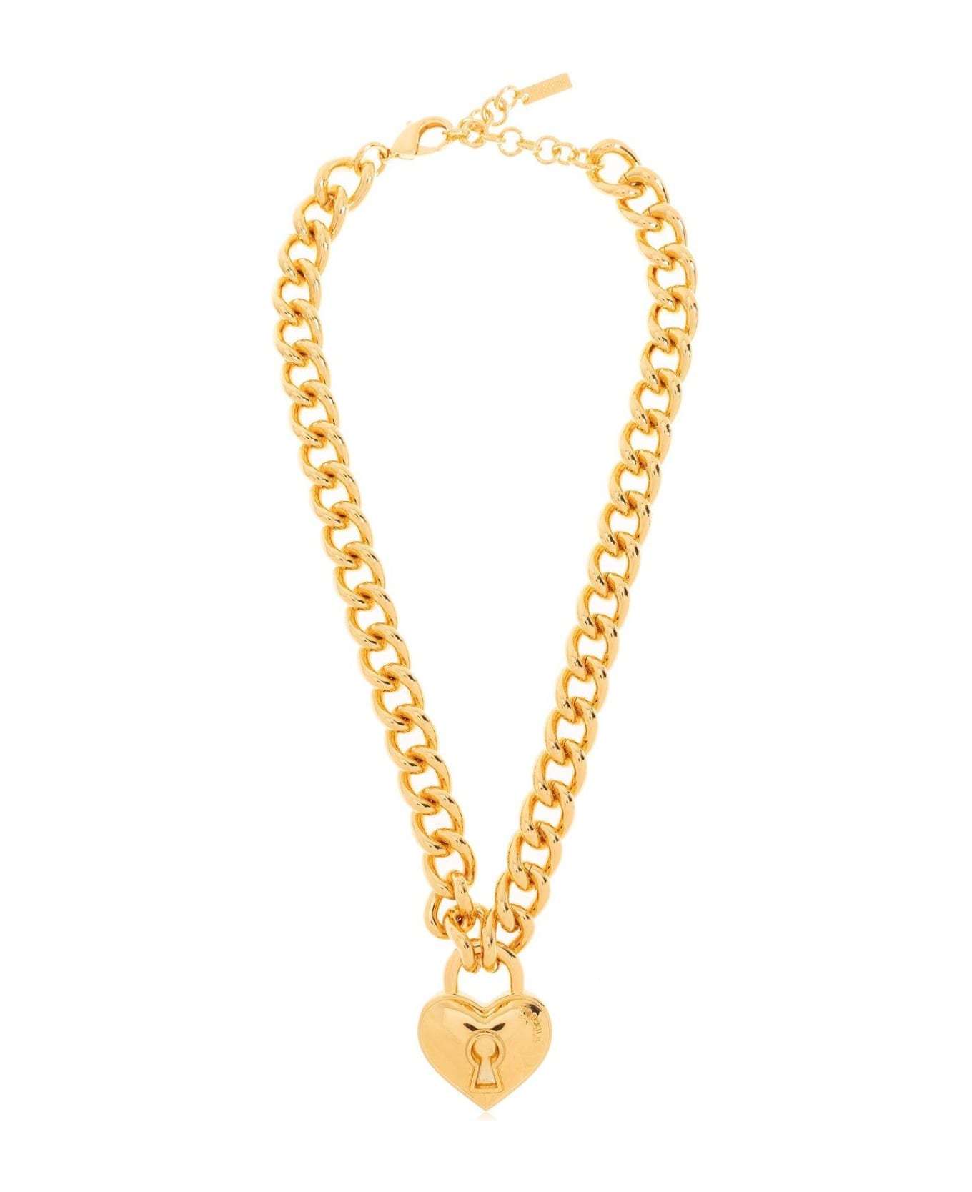 Moschino Heart-pendant Cable-link Chained Necklace - GOLD ネックレス