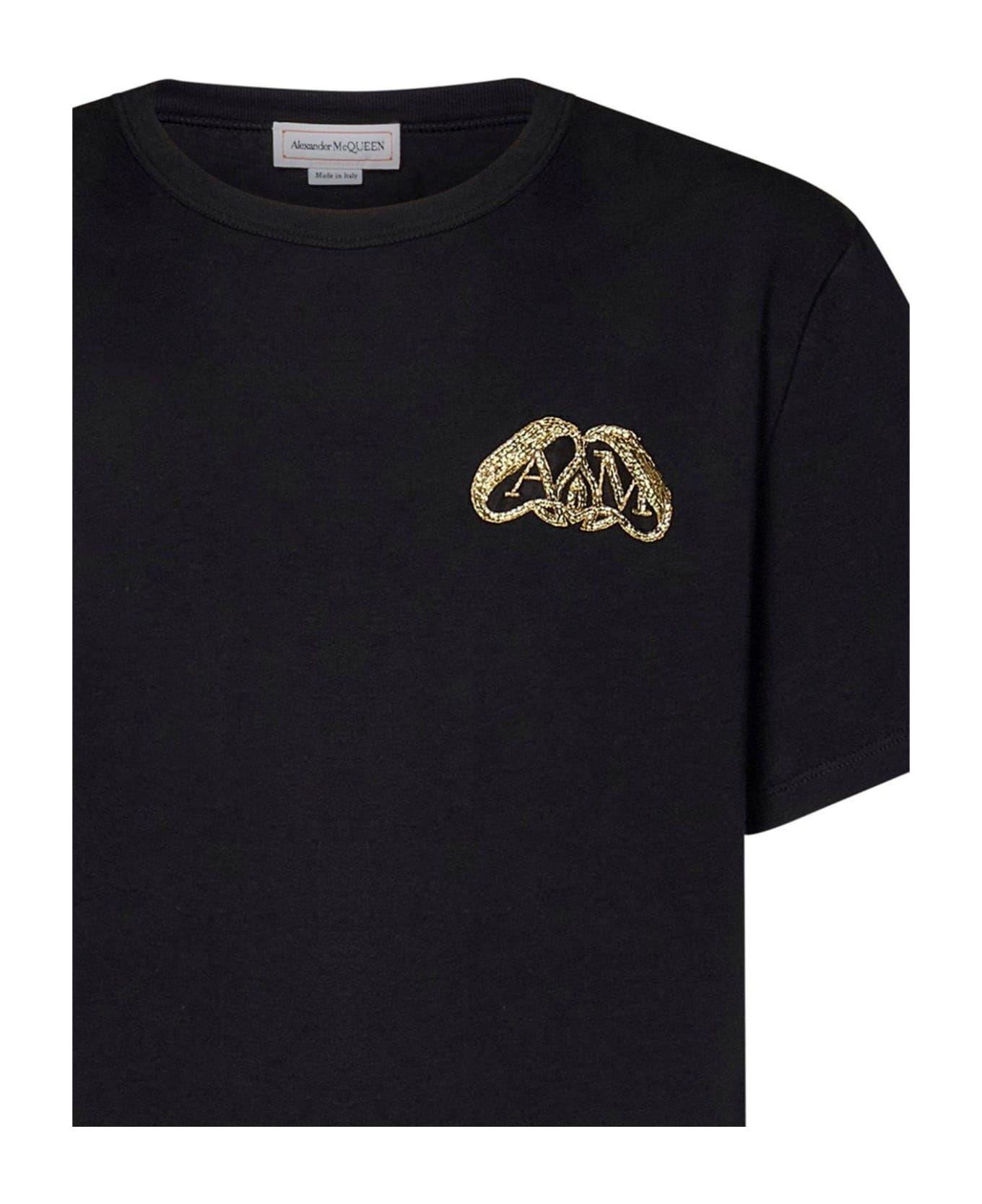 Alexander McQueen Half Seal Logo Embellished T-shirt - Nero