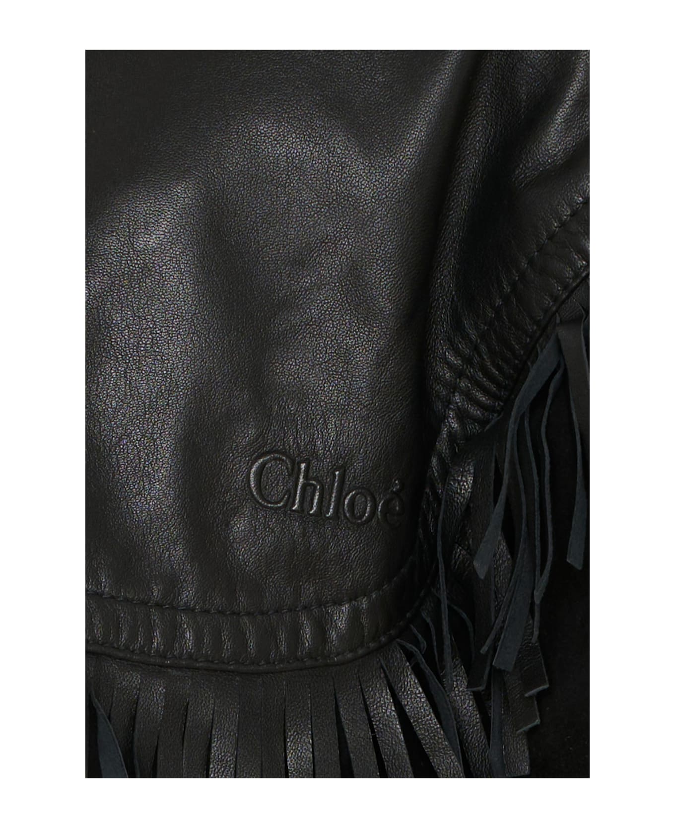 Chloé Black Cape For Girl With Logo - Black