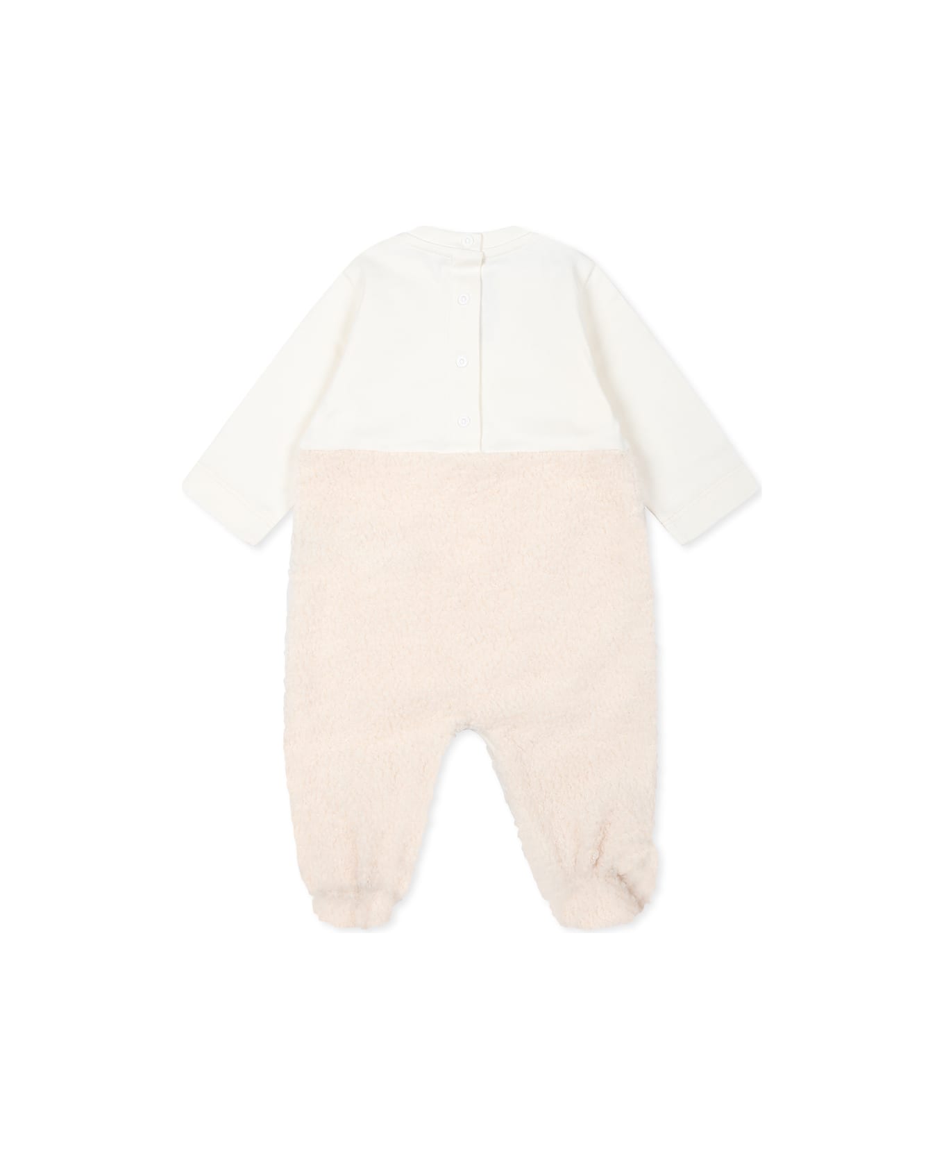 Balmain Ivory Babygrow Set For Babykids With Logo - Ivory