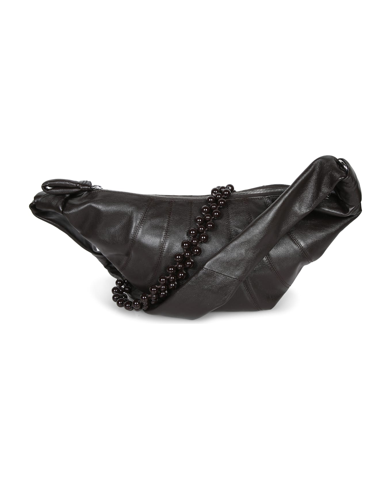 Lemaire Croissant Leather Bag In Black - Brown