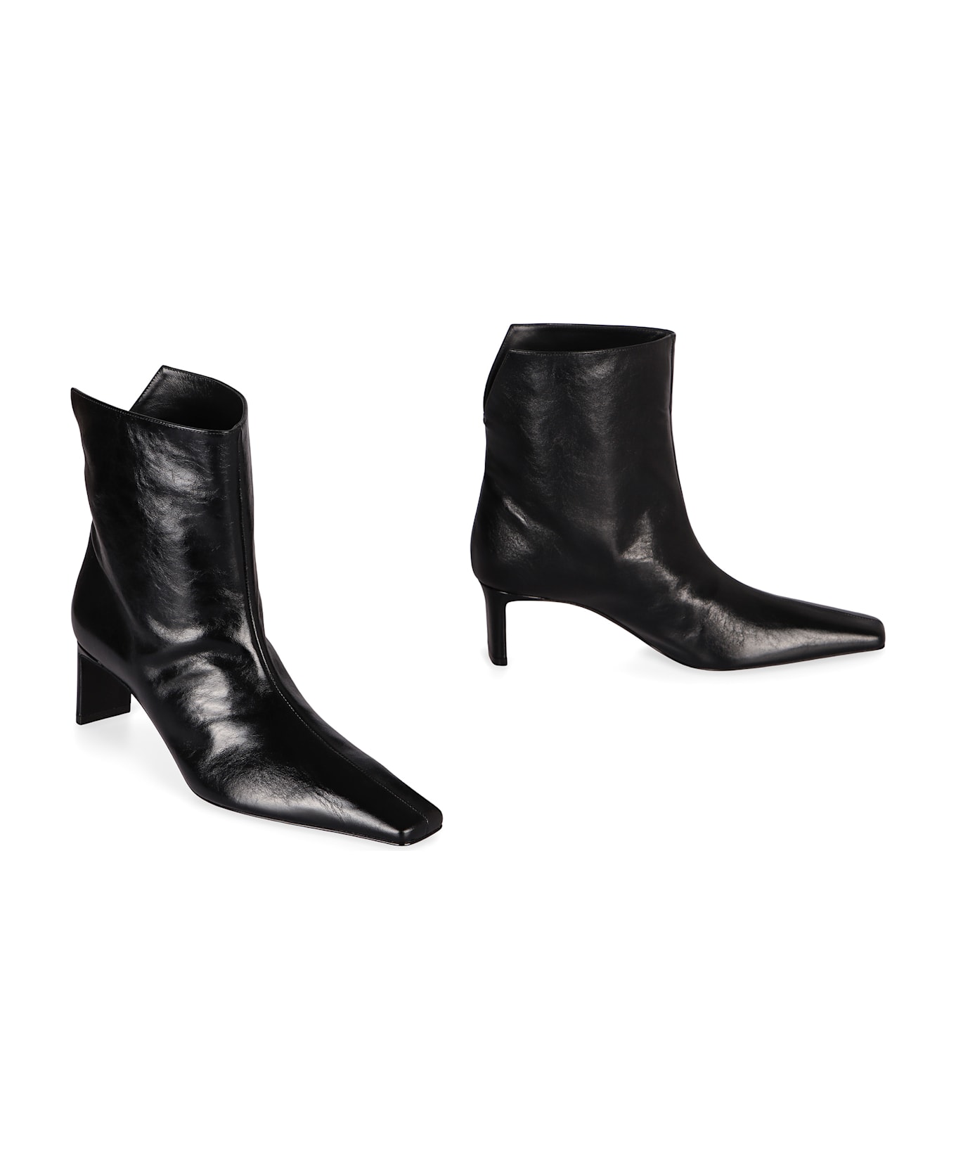 Khaite Ona Leather Ankle Boots - black