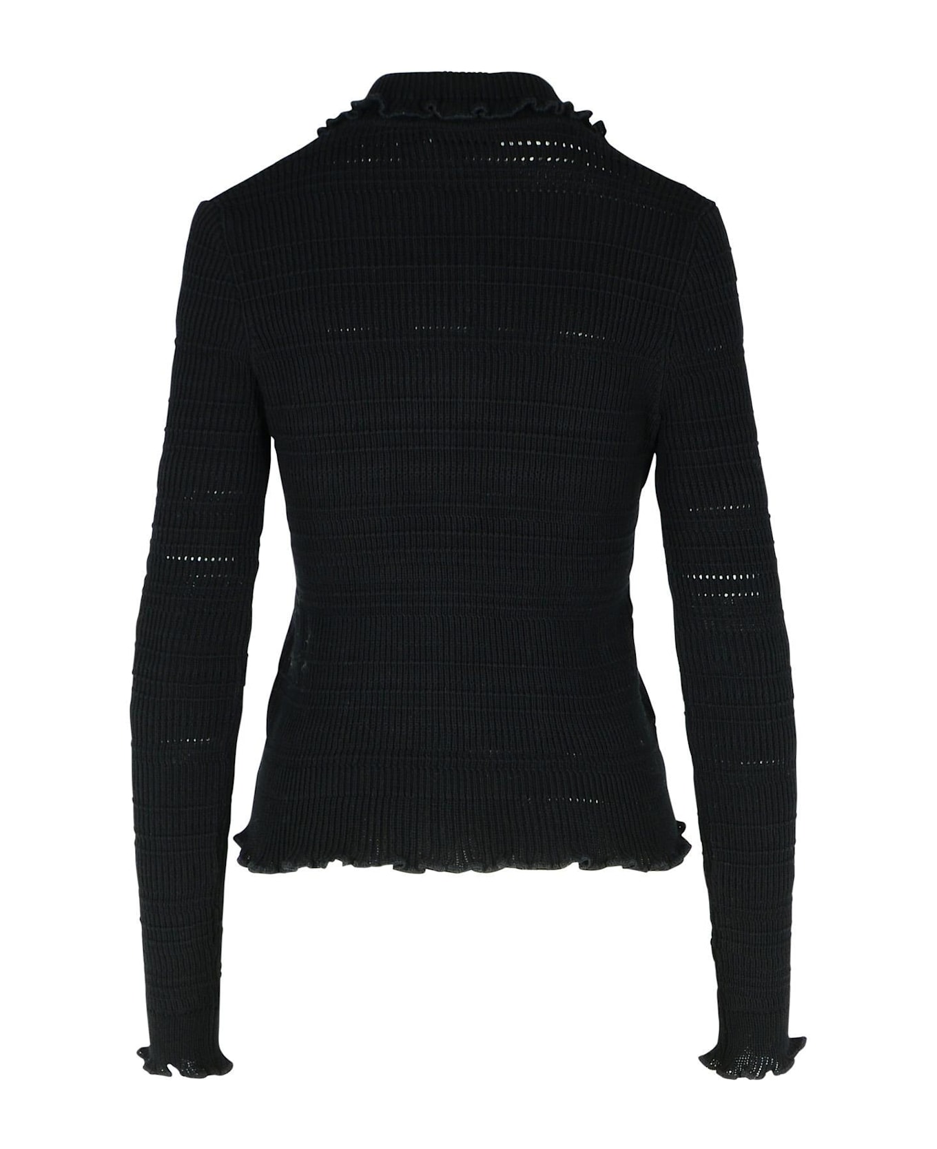 Ribbed Buttoned Cardigan - Thumbnail 3