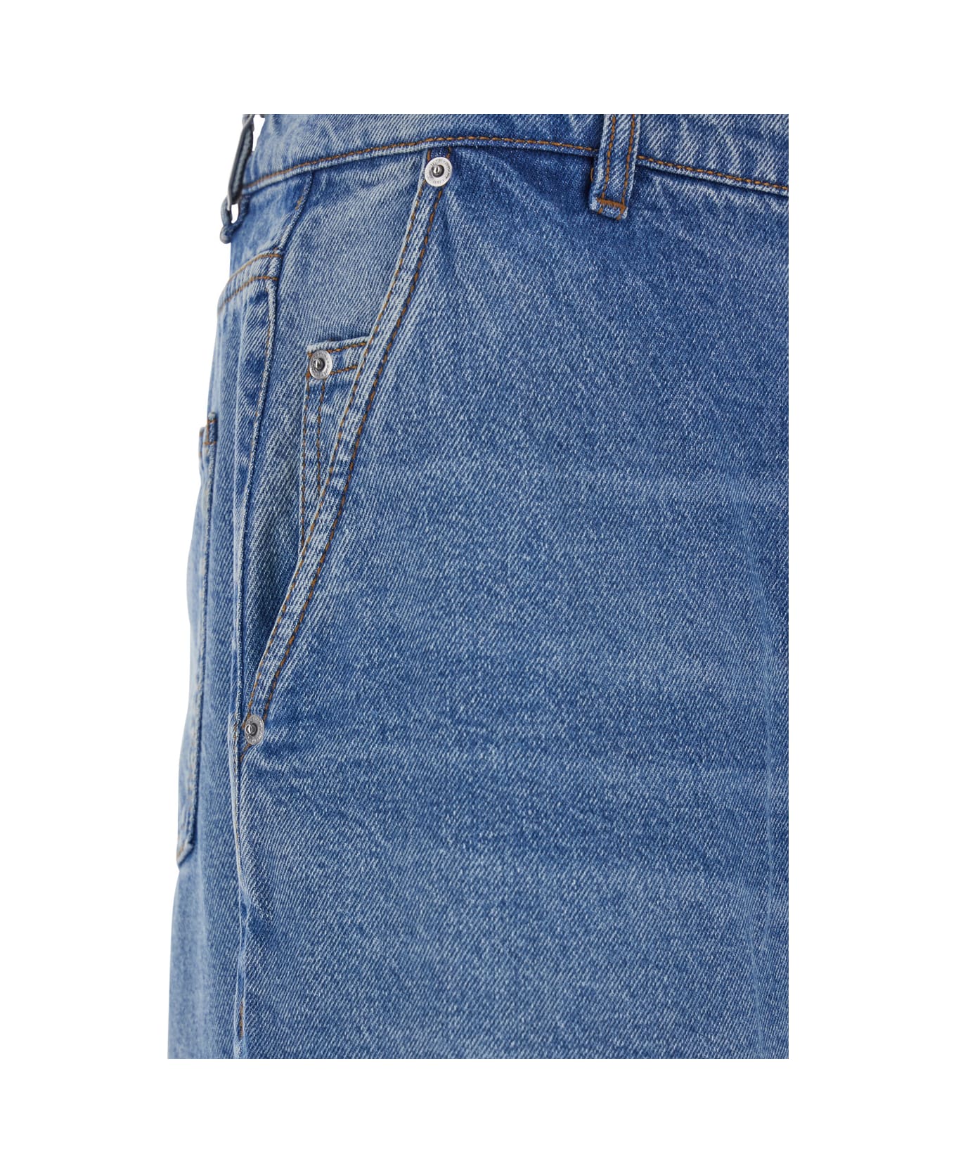 Ami Alexandre Mattiussi Blue Jeans With Belt Loops And Wide Leg In Denim Man - Blu