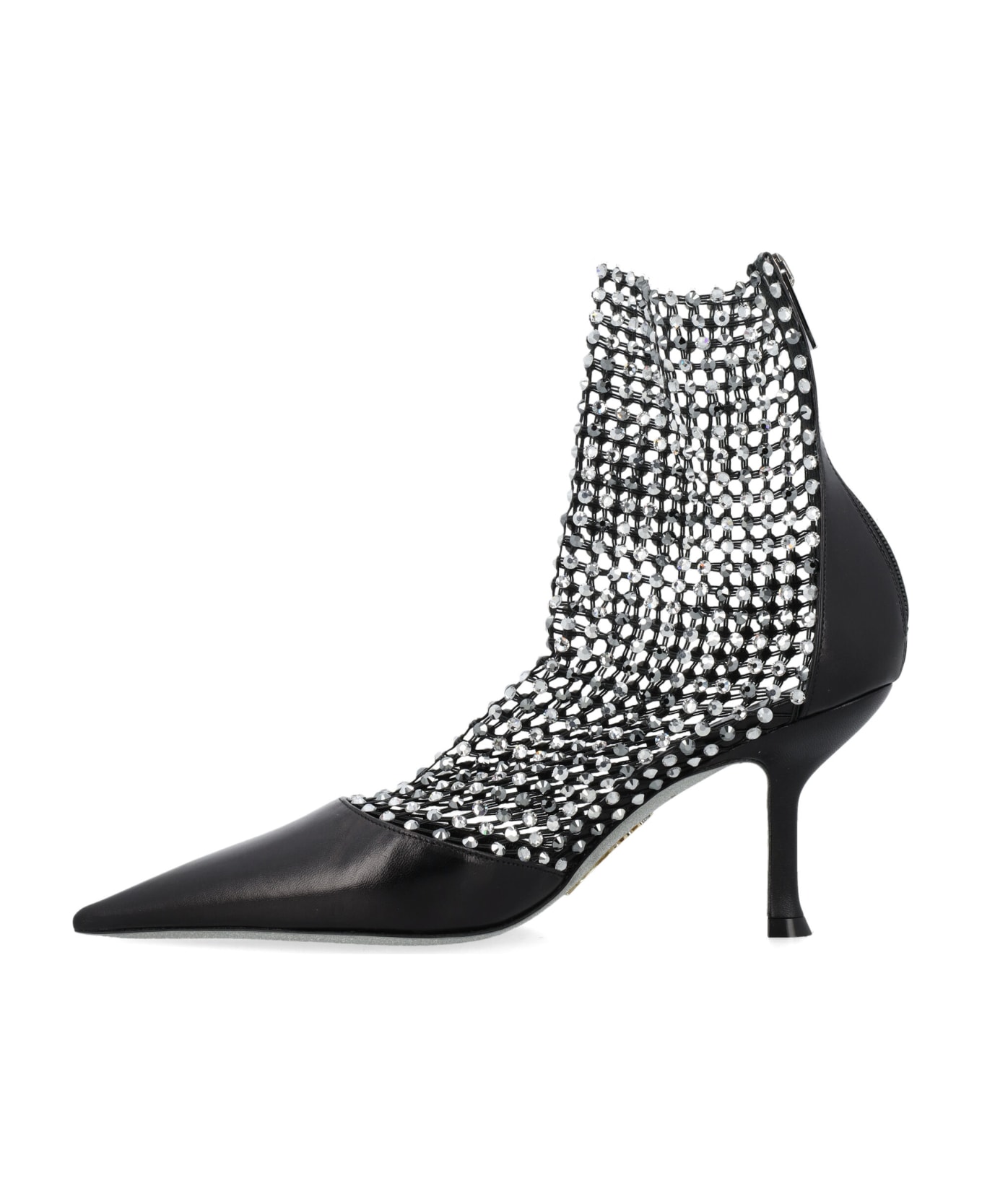 René Caovilla Decollete Sock Crystal Ankle Boots - BLACK
