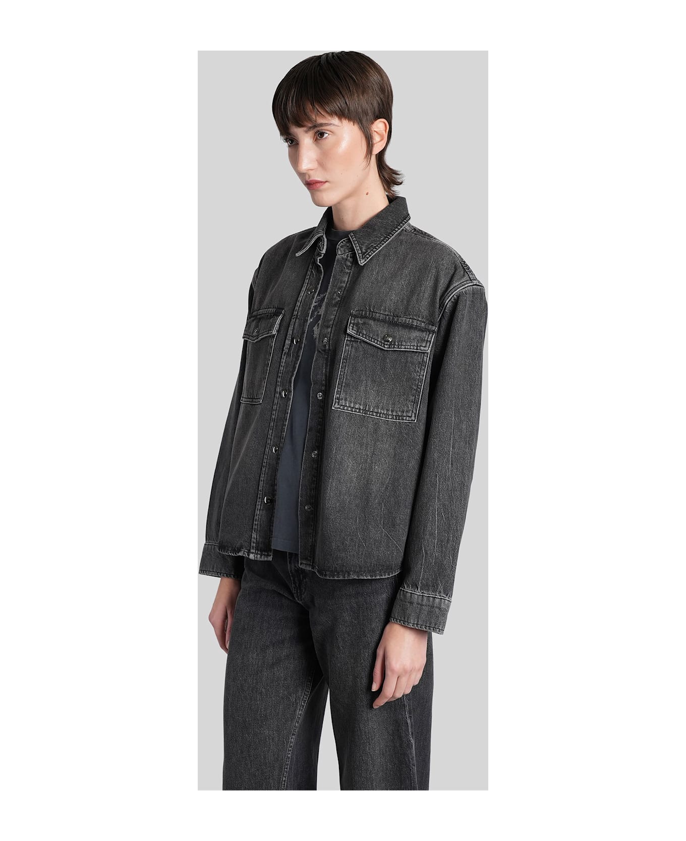 Anine Bing Paxton Shirt In Black Cotton - black