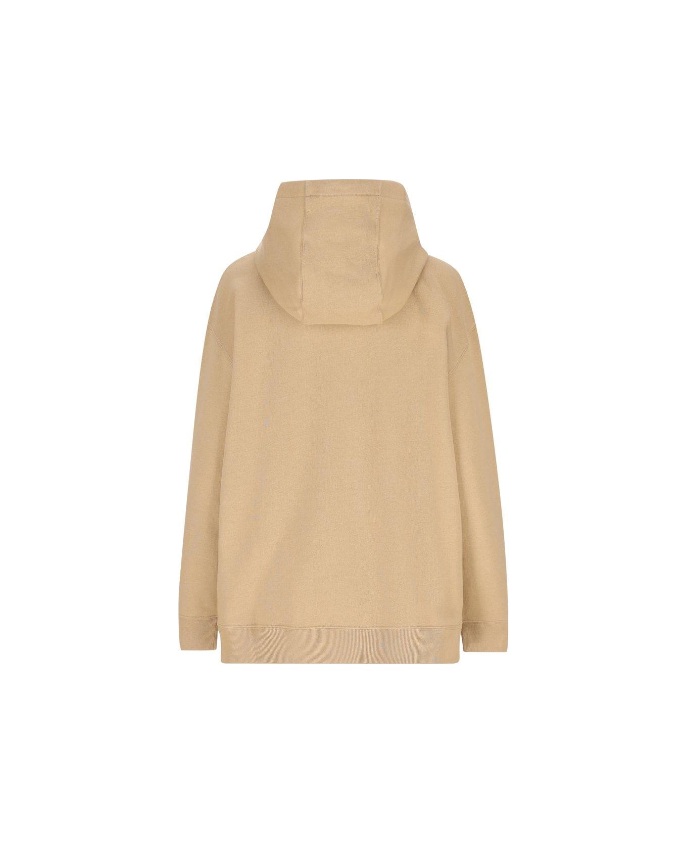 Fendi Ff Sequin-embellished Drawstring Hoodie - Beige