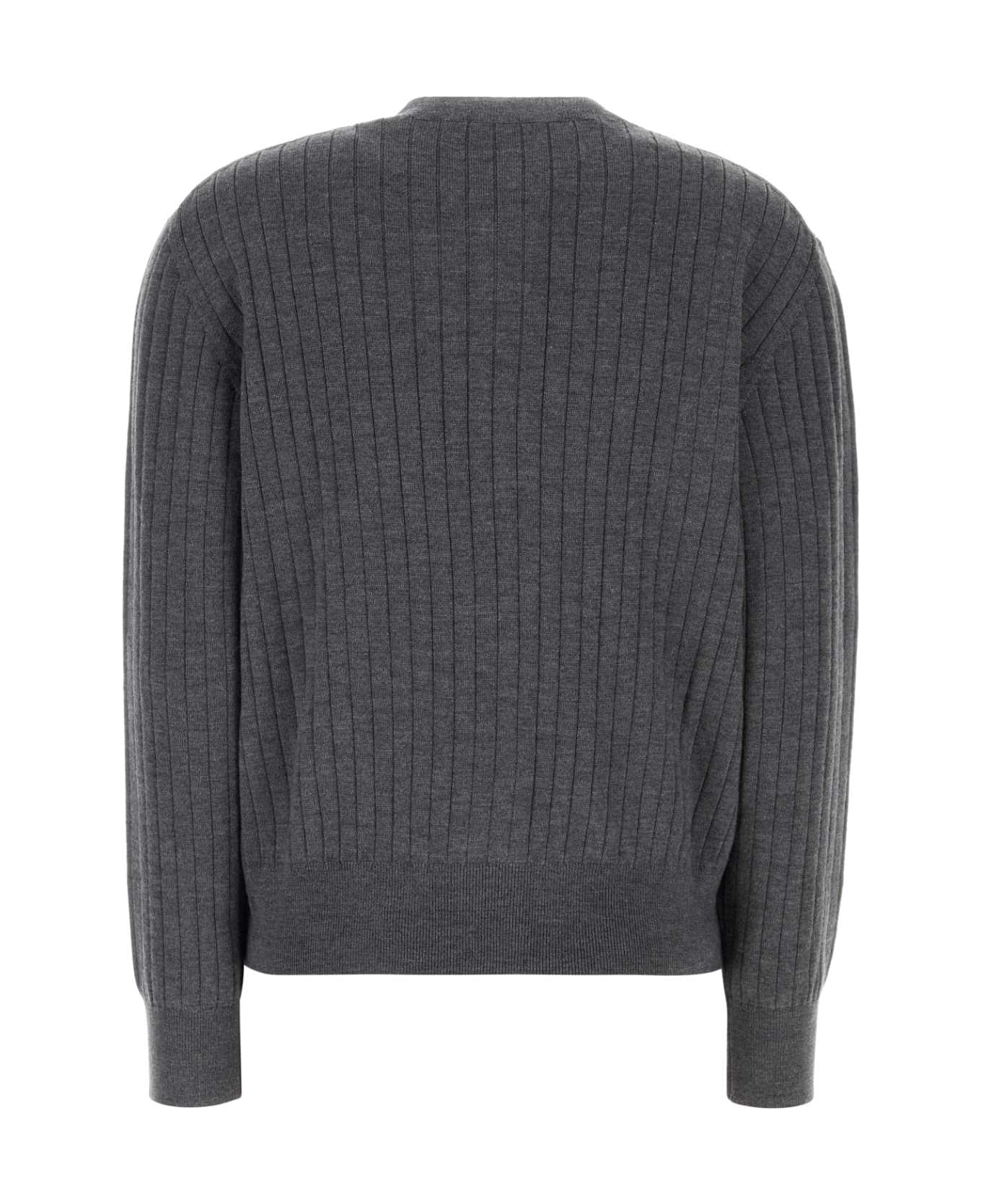 Bottega Veneta Dark Grey Wool Cardigan - ANTHRACITE