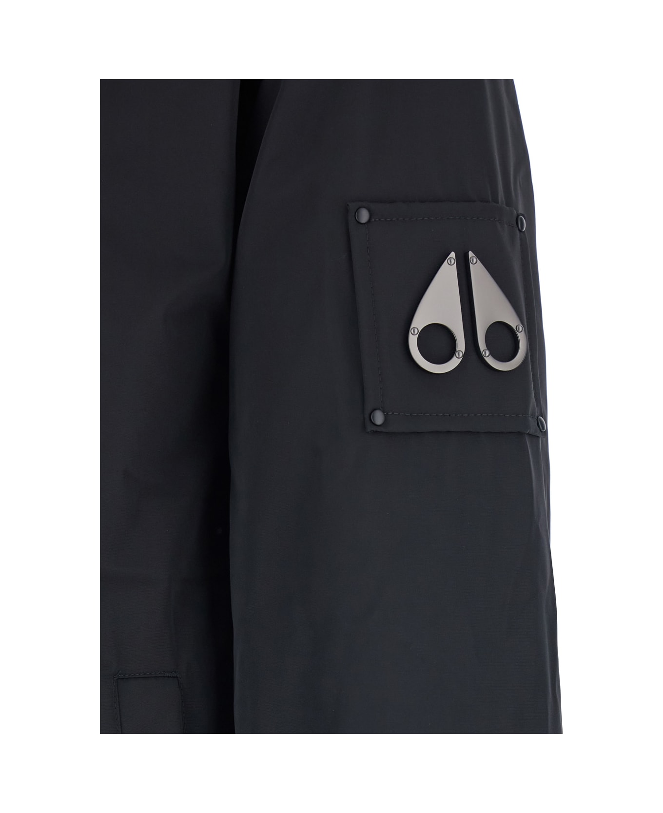 Moose Knuckles 
roland
 Black Reversible Sweatshirt With Drawstring Hood And Logo Plaque On The Sleeve In Tech Fabric And Ecofur Man - Black