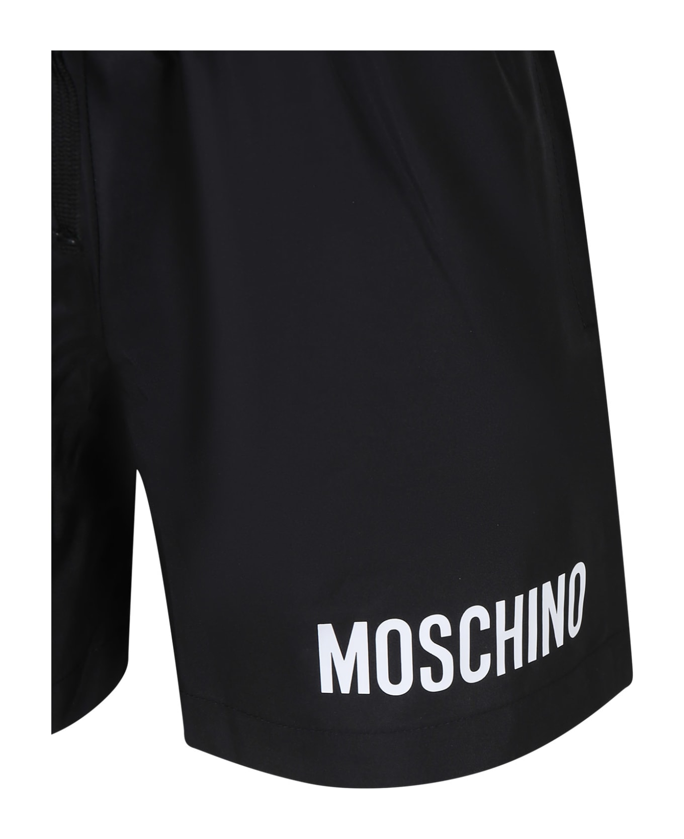 Moschino Black Swim Shorts For Boy With Logo - Black 水着