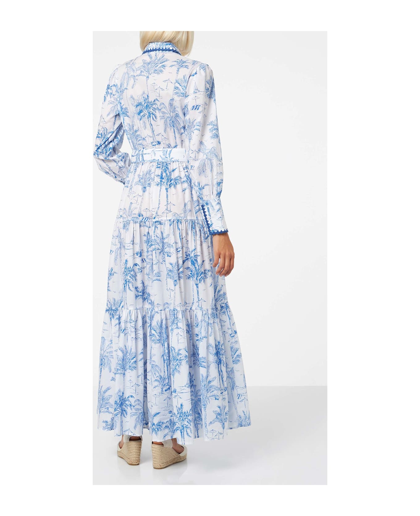 MC2 Saint Barth Woman Long Dress With Toile De Jouy Print - WHITE