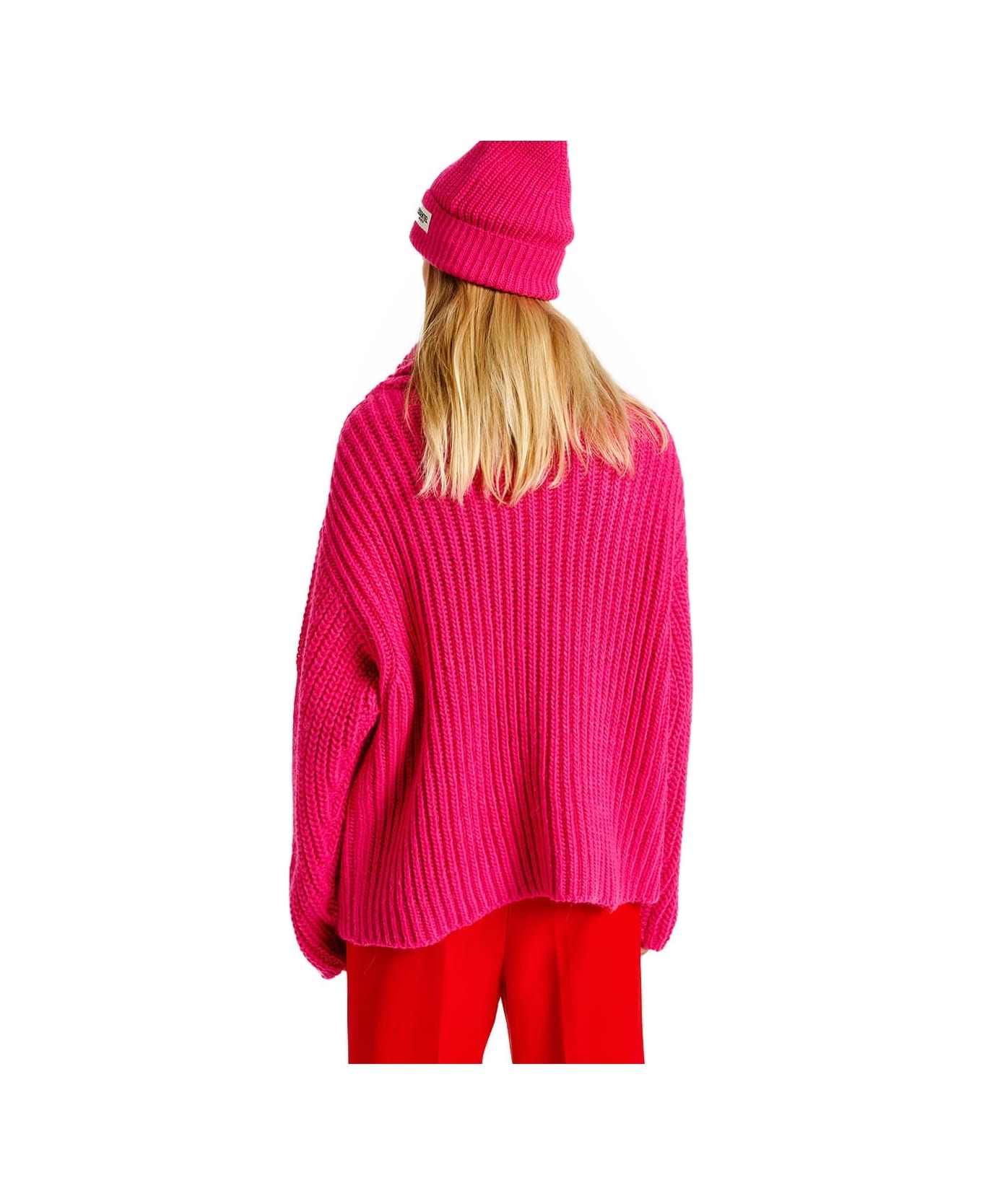 Essentiel Antwerp Anjou Fuchsia Ribbed Turtleneck Jumper italist ALWAYS LIKE A SALE