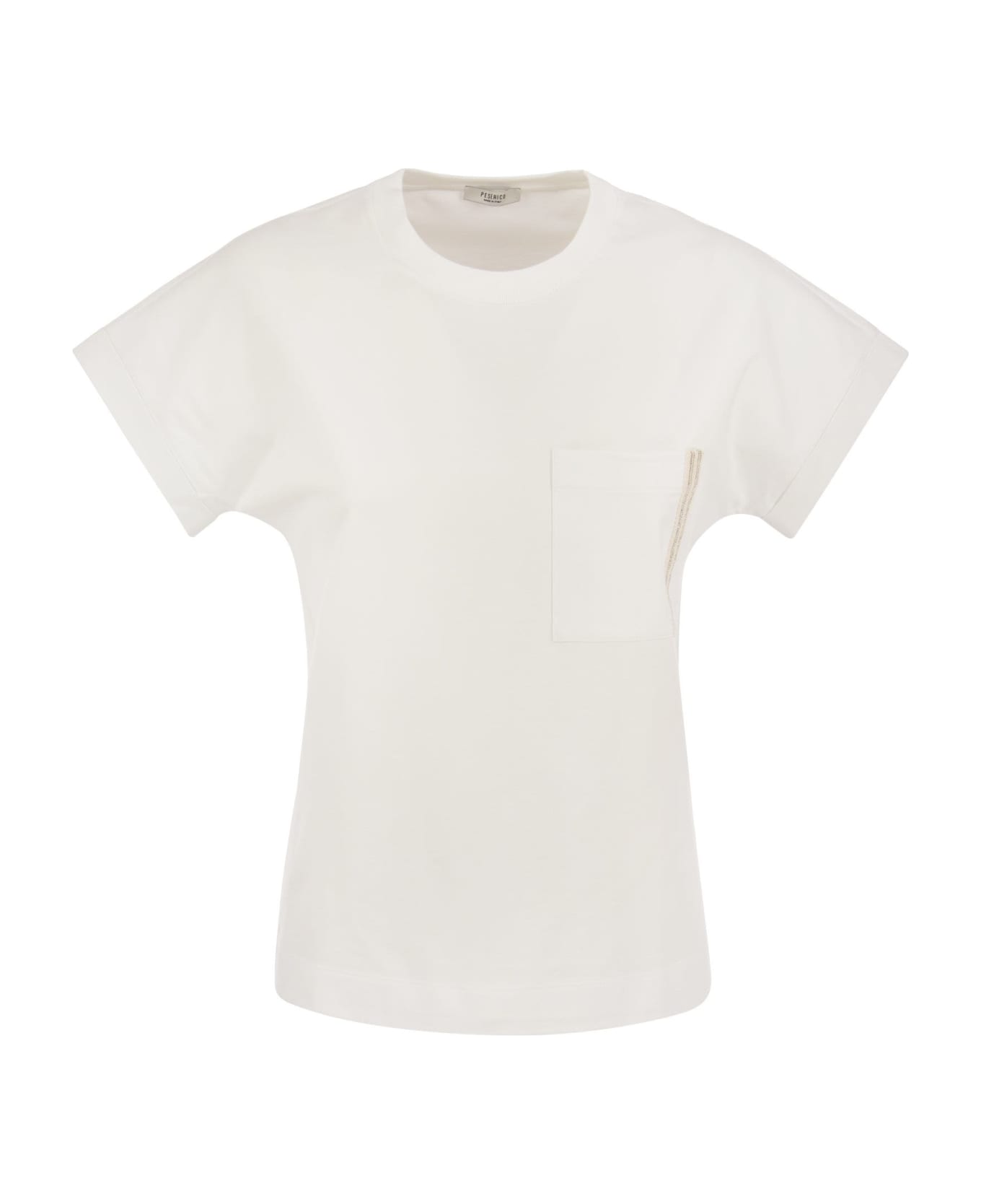 Peserico Crew-neck T-shirt With Pocket - White