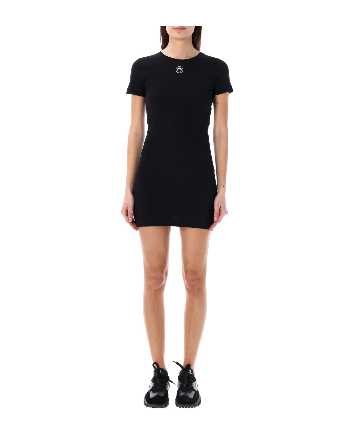 Marine Serre Rib T-shirt Dress - BLACK