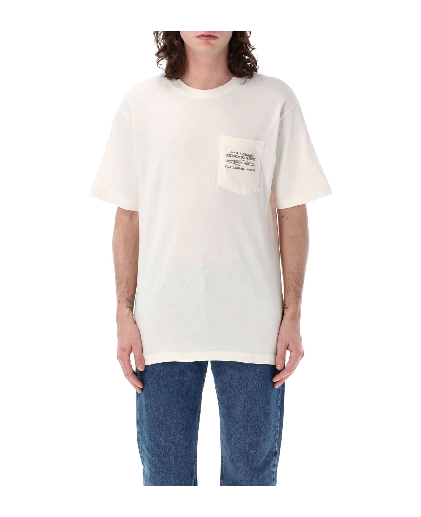 Filson Embroidered Pocket T-shirt - OFF WHITE