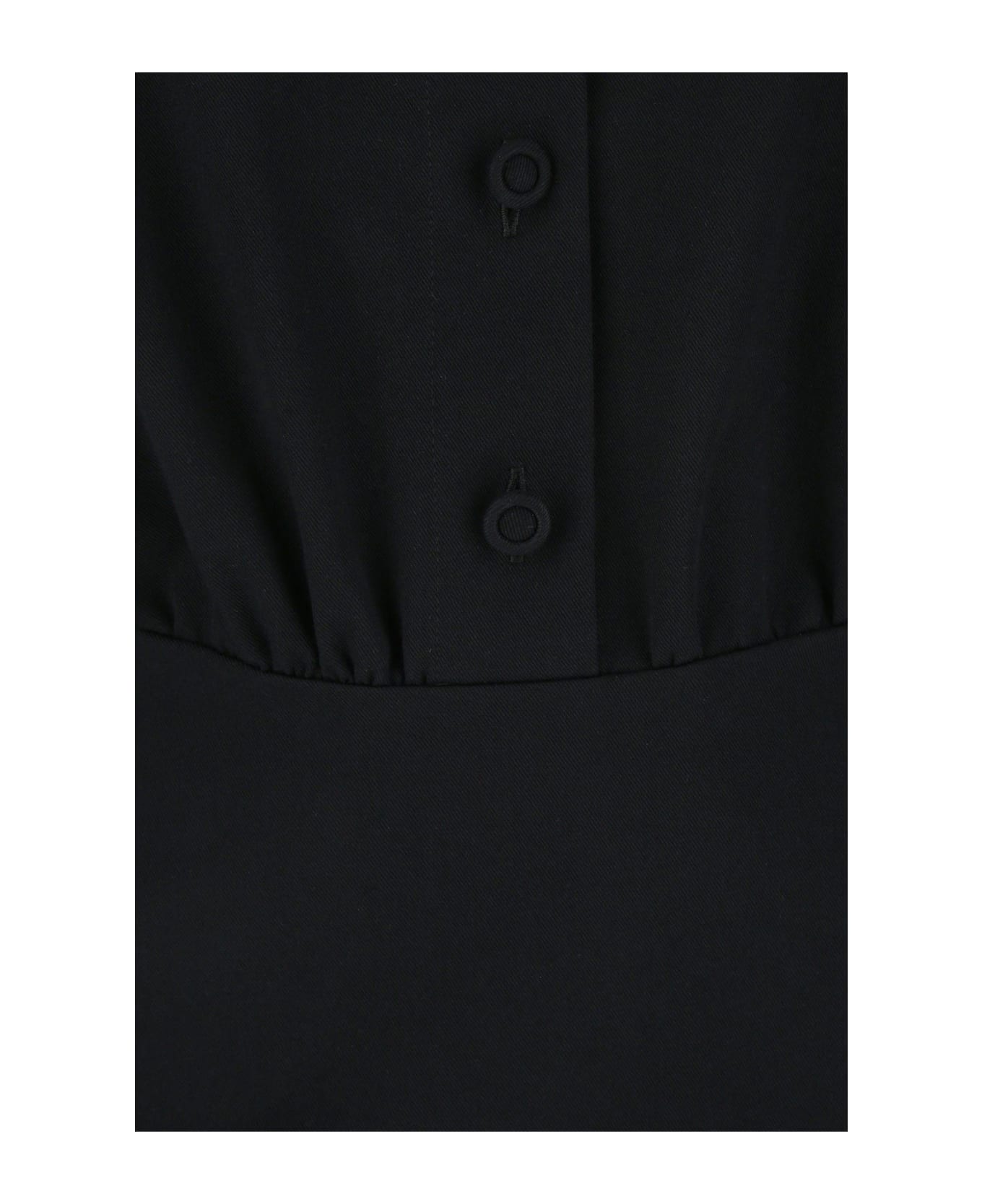 SportMax Black Stretch Cotton Fervida Dress - Black