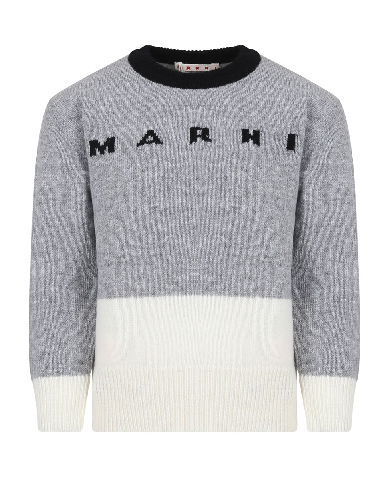 Marni Grey Sweater For Girl With Logo - Grey