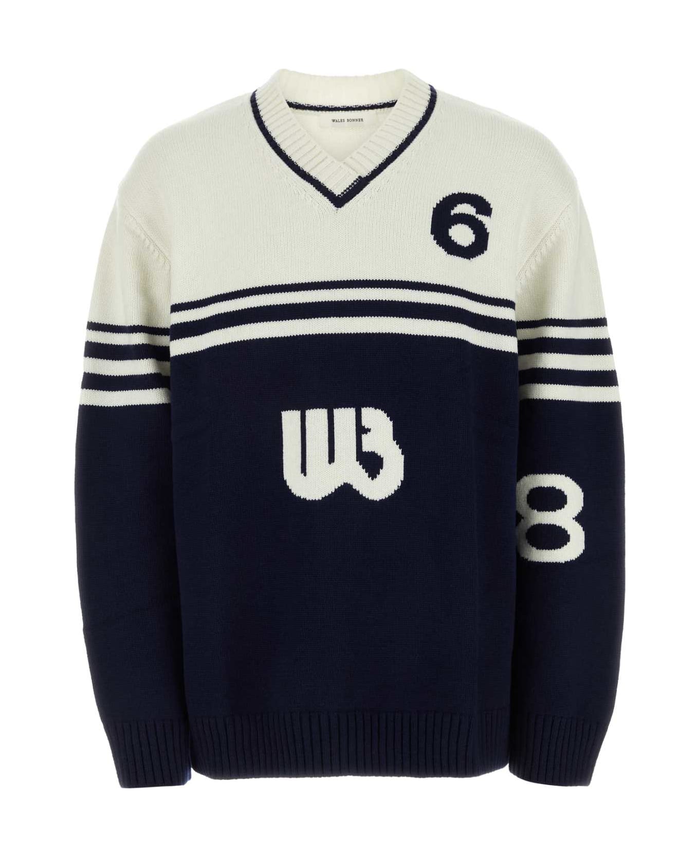 Wales Bonner Bicolor Wool Oversize Sweater - IVORYANDNAVY