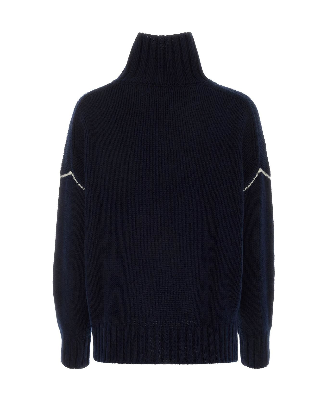Woolrich Midnight Blue Wool Sweater - MELTONBLUE ニットウェア