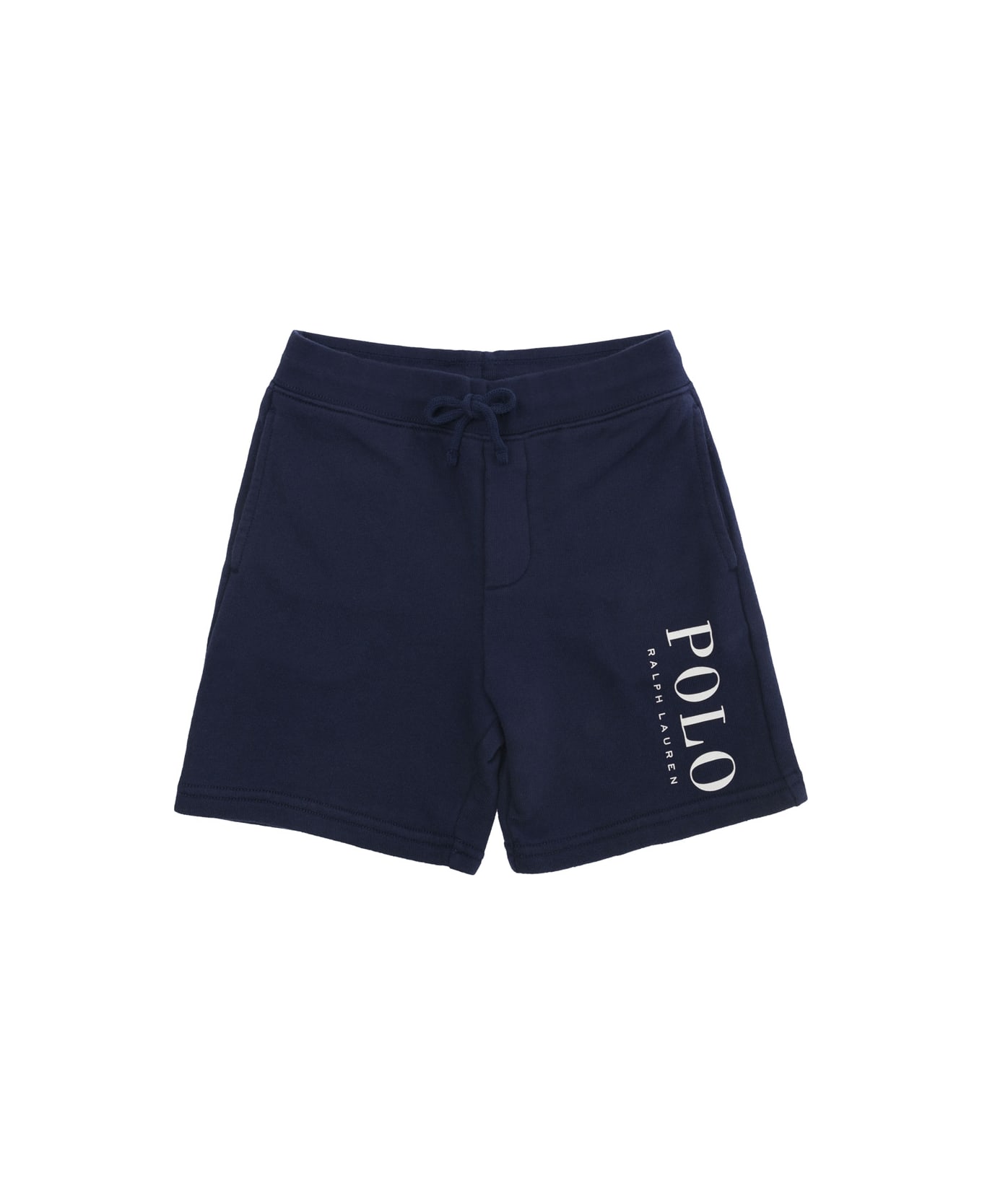 Polo Ralph Lauren Blue Logo Print Short Pants In Cotton Blend Boy - Blu