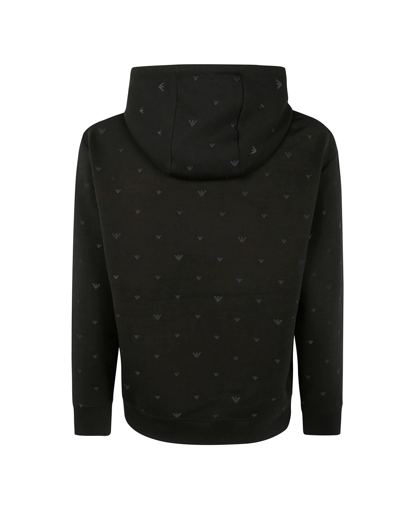 Emporio Armani Allover Logo Cotton Sweatshirt - Black