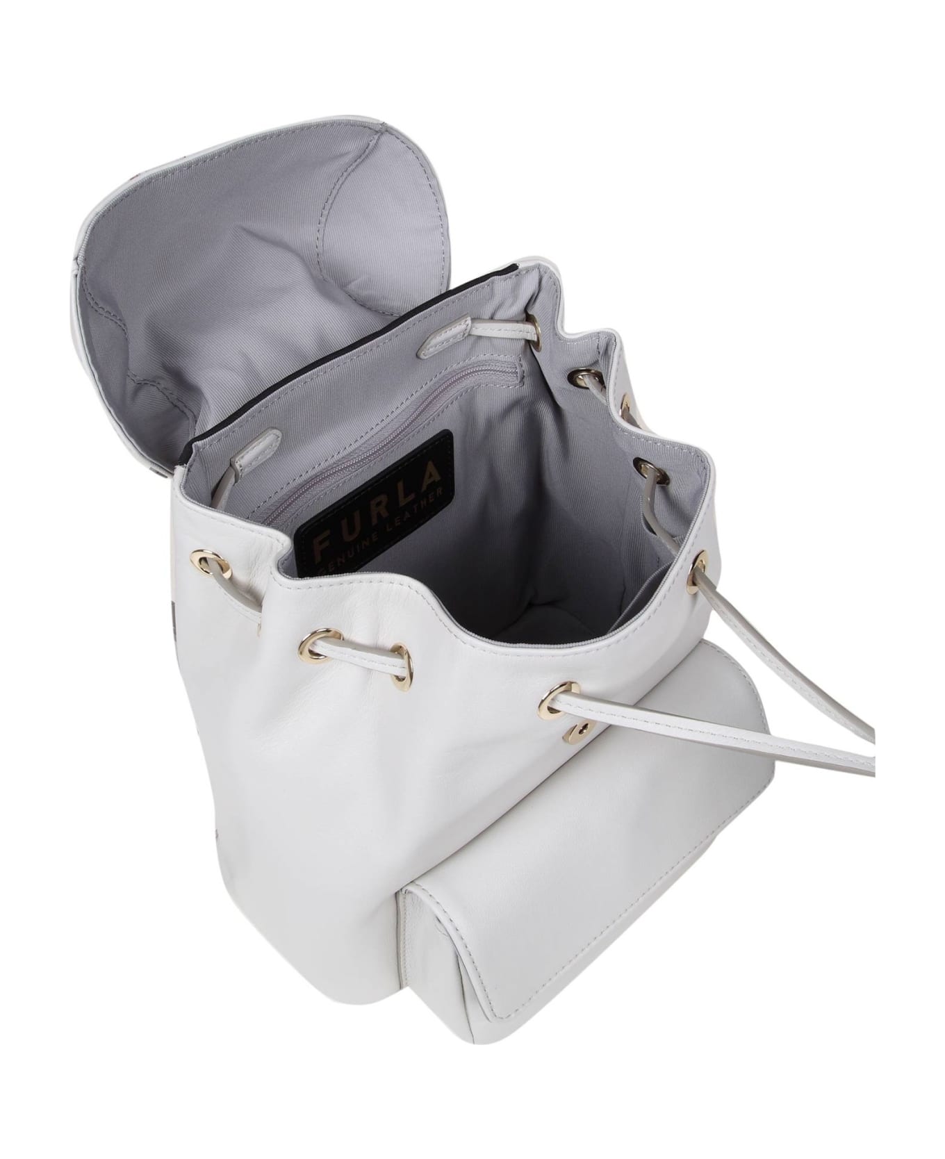 Furla Flow S Marshmallow Color Leather Backpack - Marshmallow