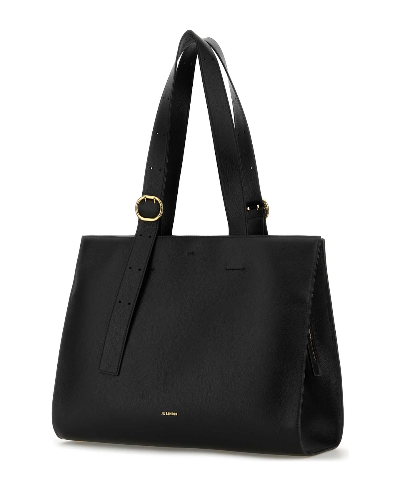 Jil Sander Black Leather Shopping Bag - BLACK