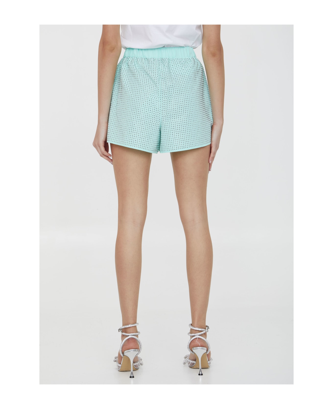 self-portrait Turquoise Rhinestone Shorts - TURQUOISE