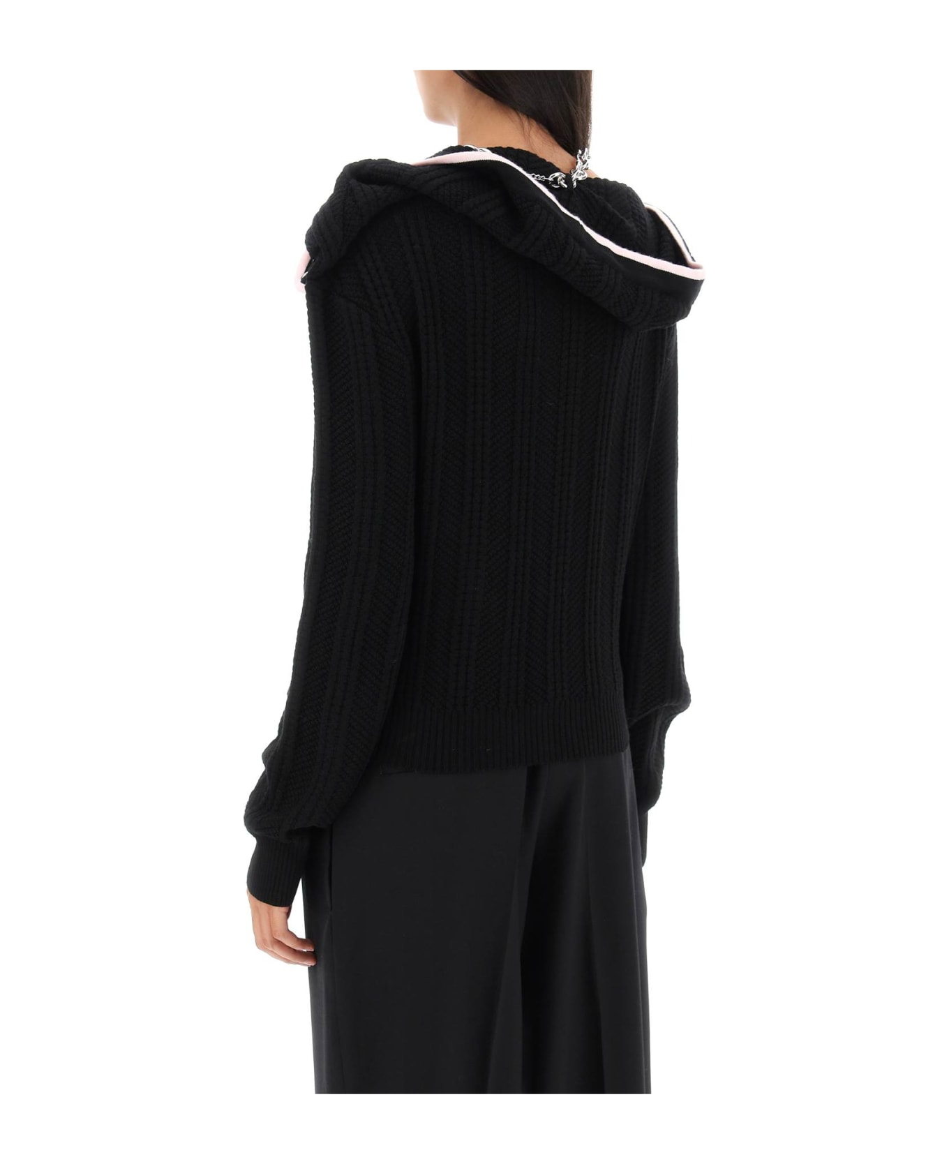 Y/Project Merino Wool Cardigan With Necklace - EVERGREEN BLACK BABY PINK (Black) カーディガン