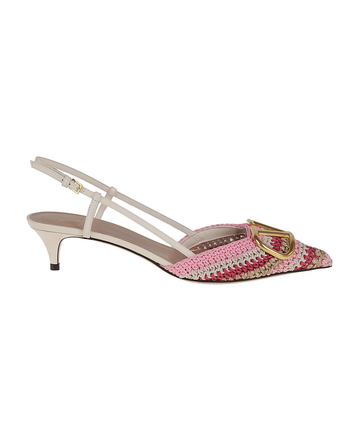 Valentino Garavani Sling Back Vlogo Signature T. 40 - Qrv Paradise Rose Ivory Old Gold Ginger Brea ハイヒール