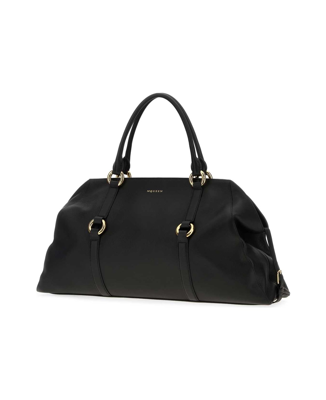 Alexander McQueen Black Leather Farringdon Maxi Handbag - BLACKGOLD