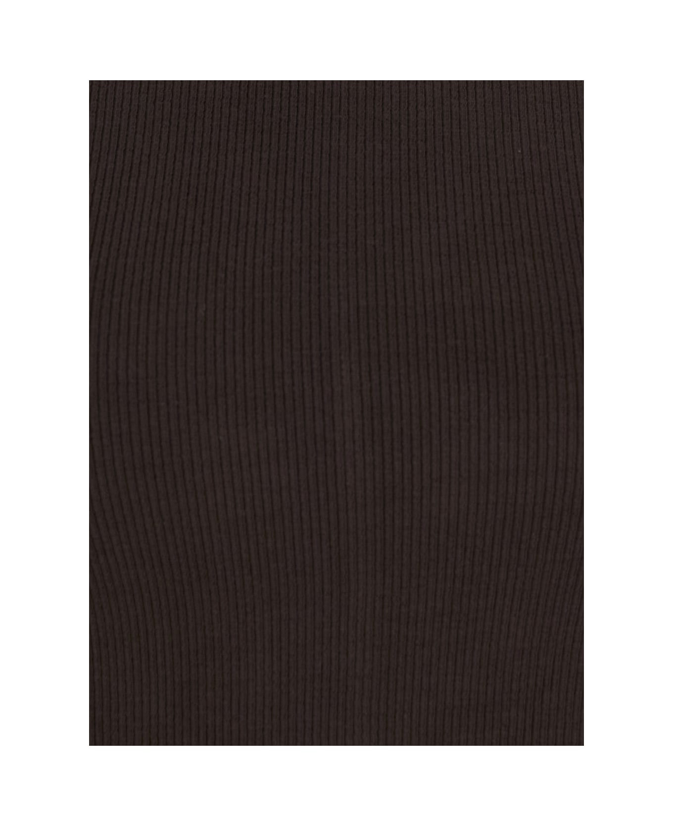 Frame 
the L/s Rib Crew
 Brown Ribbed Knit Sweater In Tech Fabric Stretch Woman - Brown