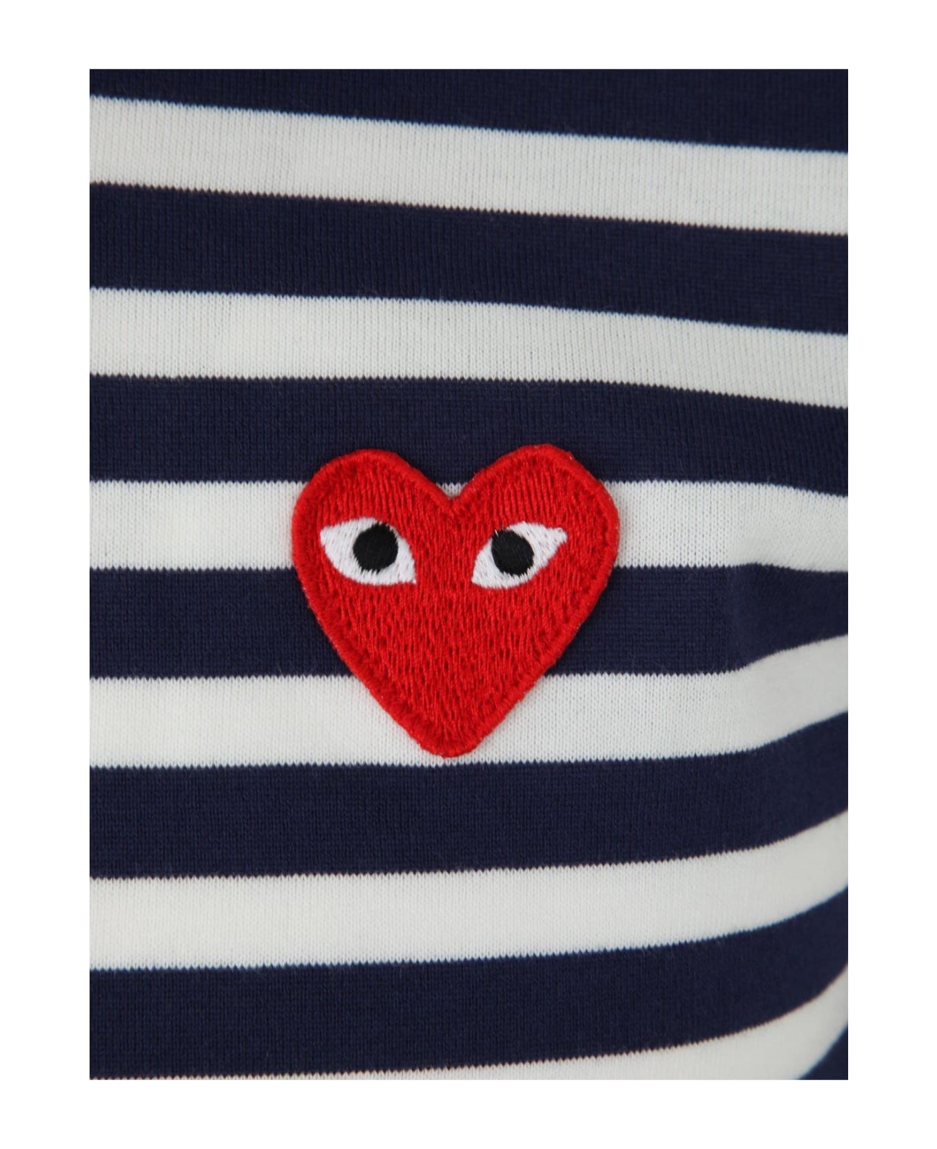 Comme des Garçons Play Striped Logo Motif T-shirt - Navy シャツ