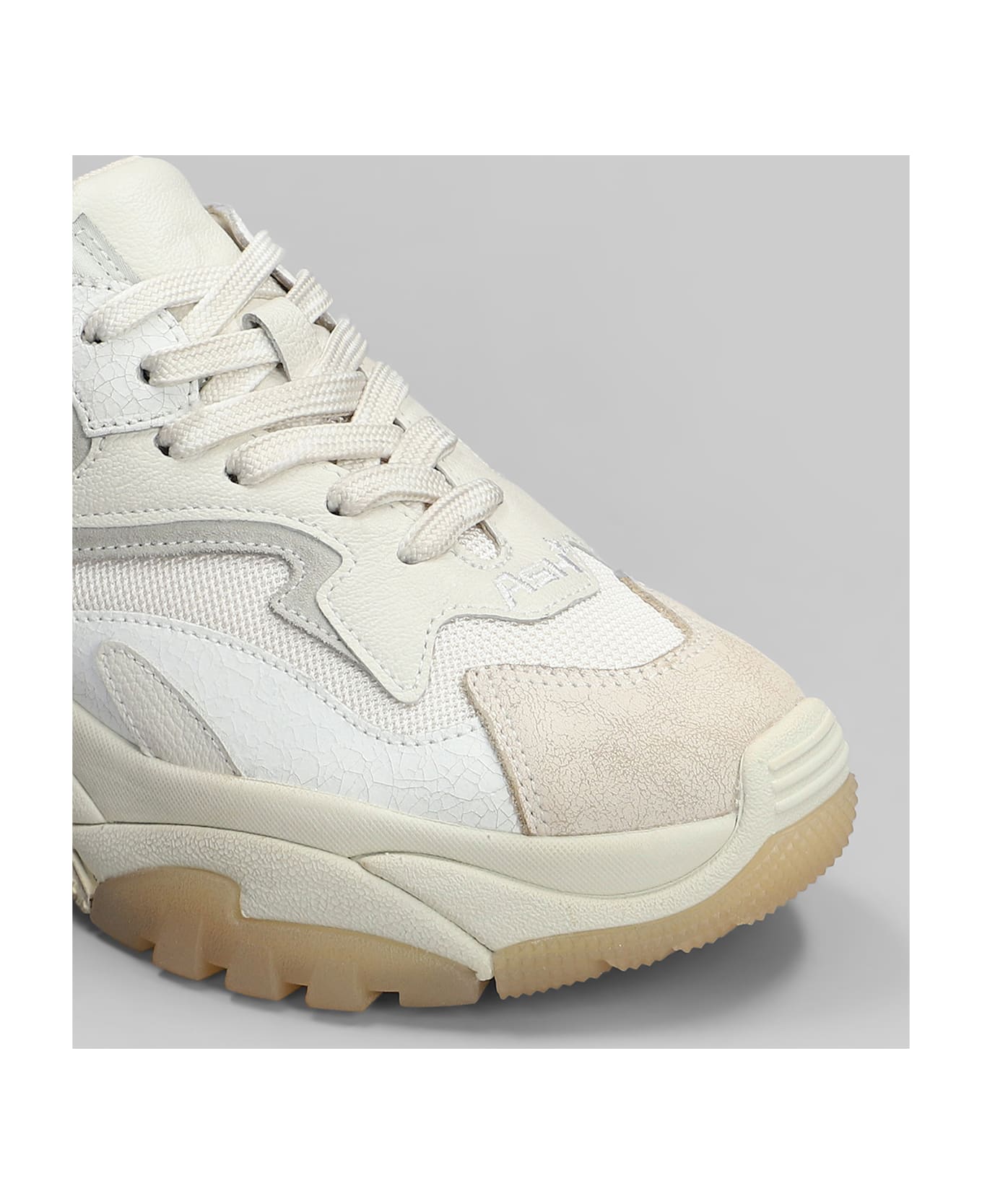 Ash Addict Sneakers In Beige Leather And Fabric - beige