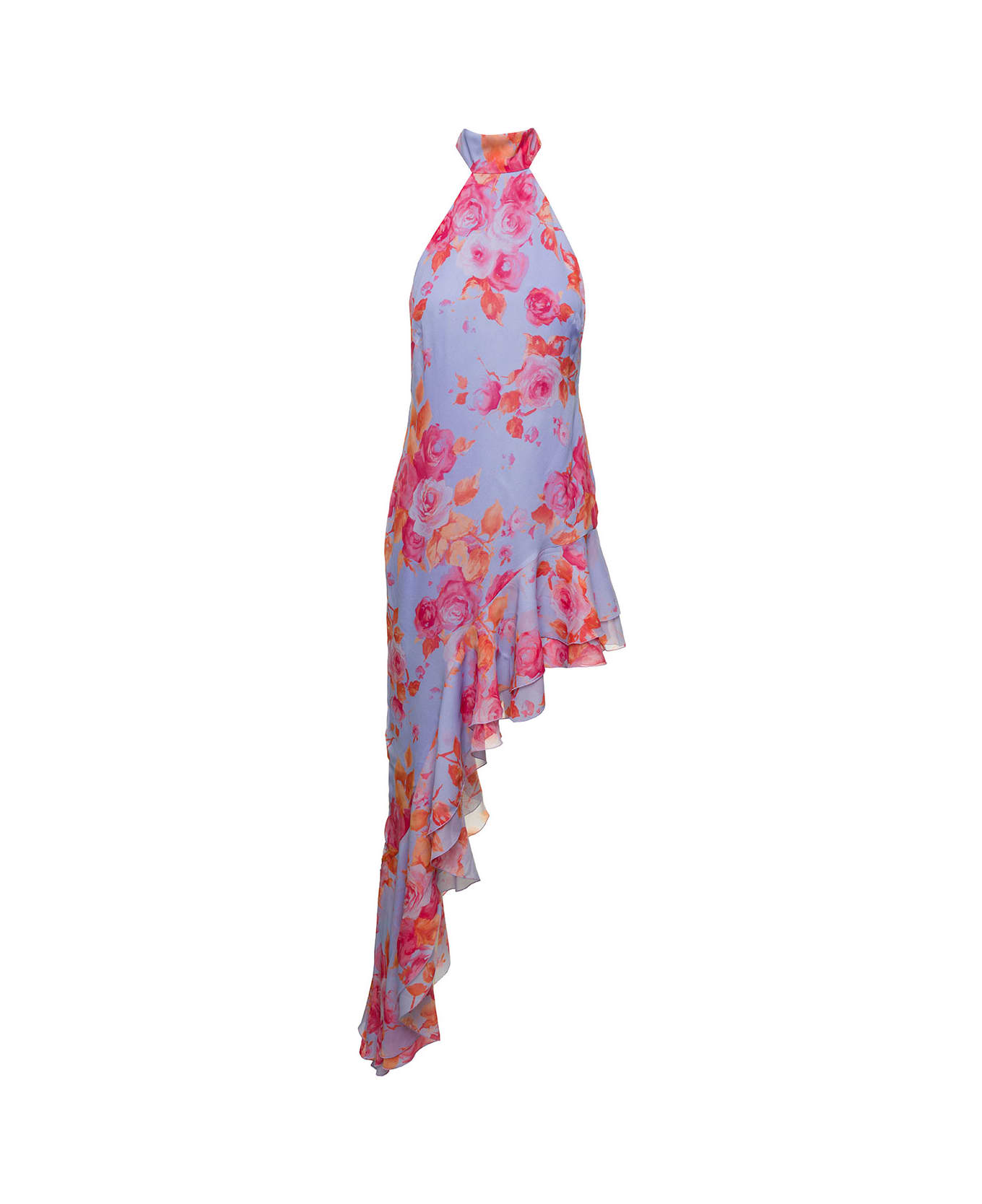 The Andamane Asymmetric Halerneck Dress With Floral Print In Multicolored Viscose Woman - Multicolor ワンピース＆ドレス