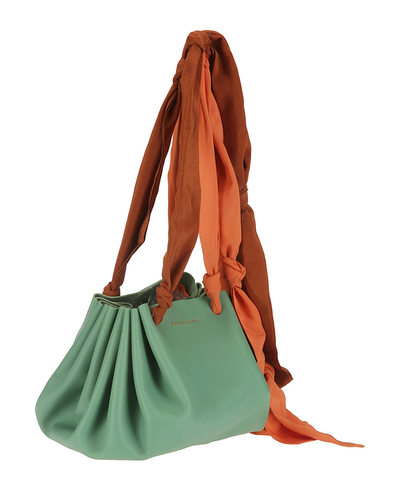 Jejia Loom Baby Bag - GREEN LEATHER A5 COTTON SILK トートバッグ