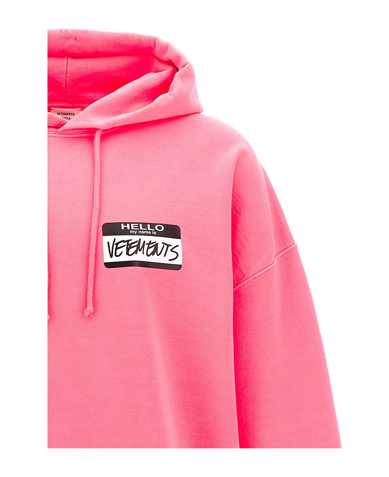 VETEMENTS 'hello My Name Is Vetements' Hoodie - Fuchsia フリース