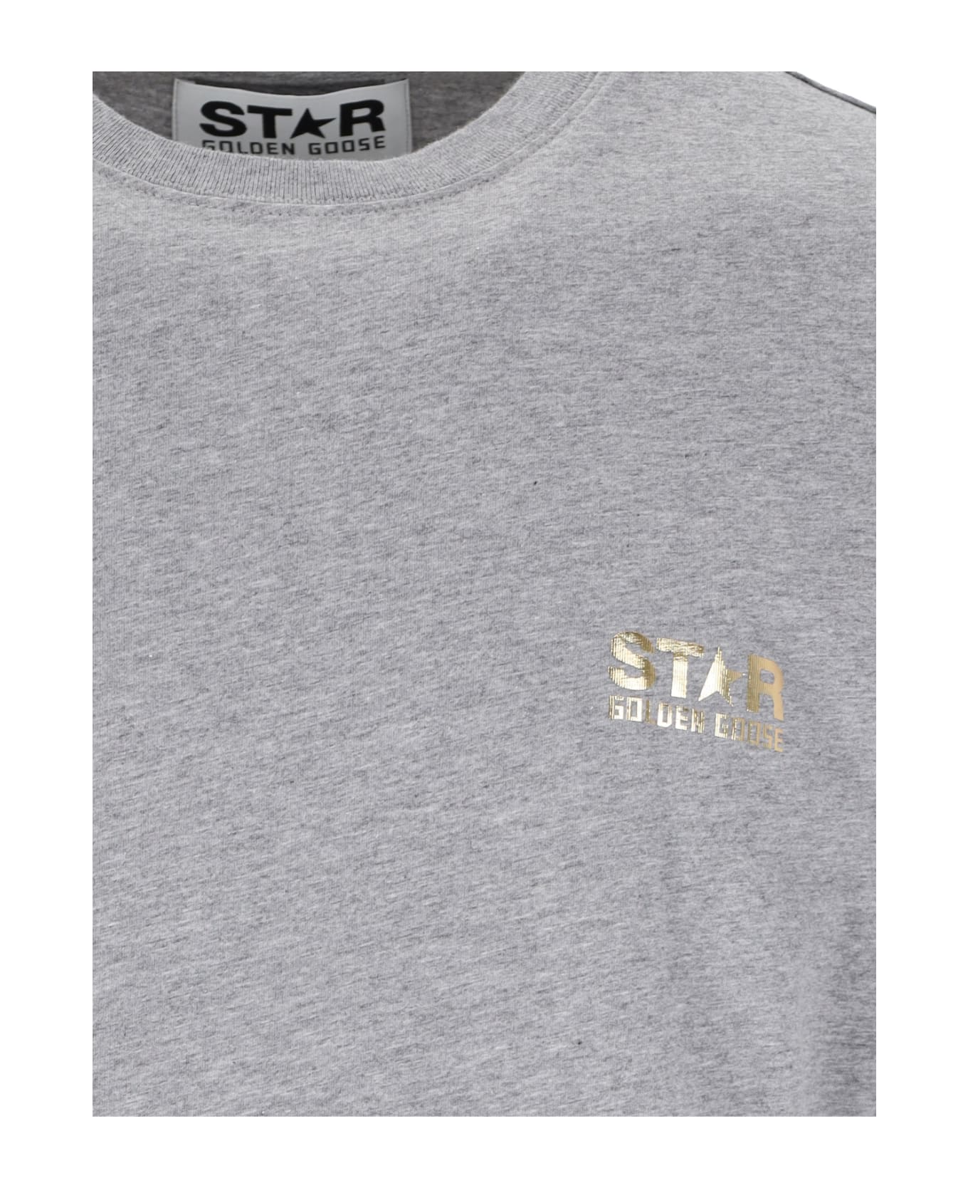 Golden Goose T-shirt With Logo And Star - Grey